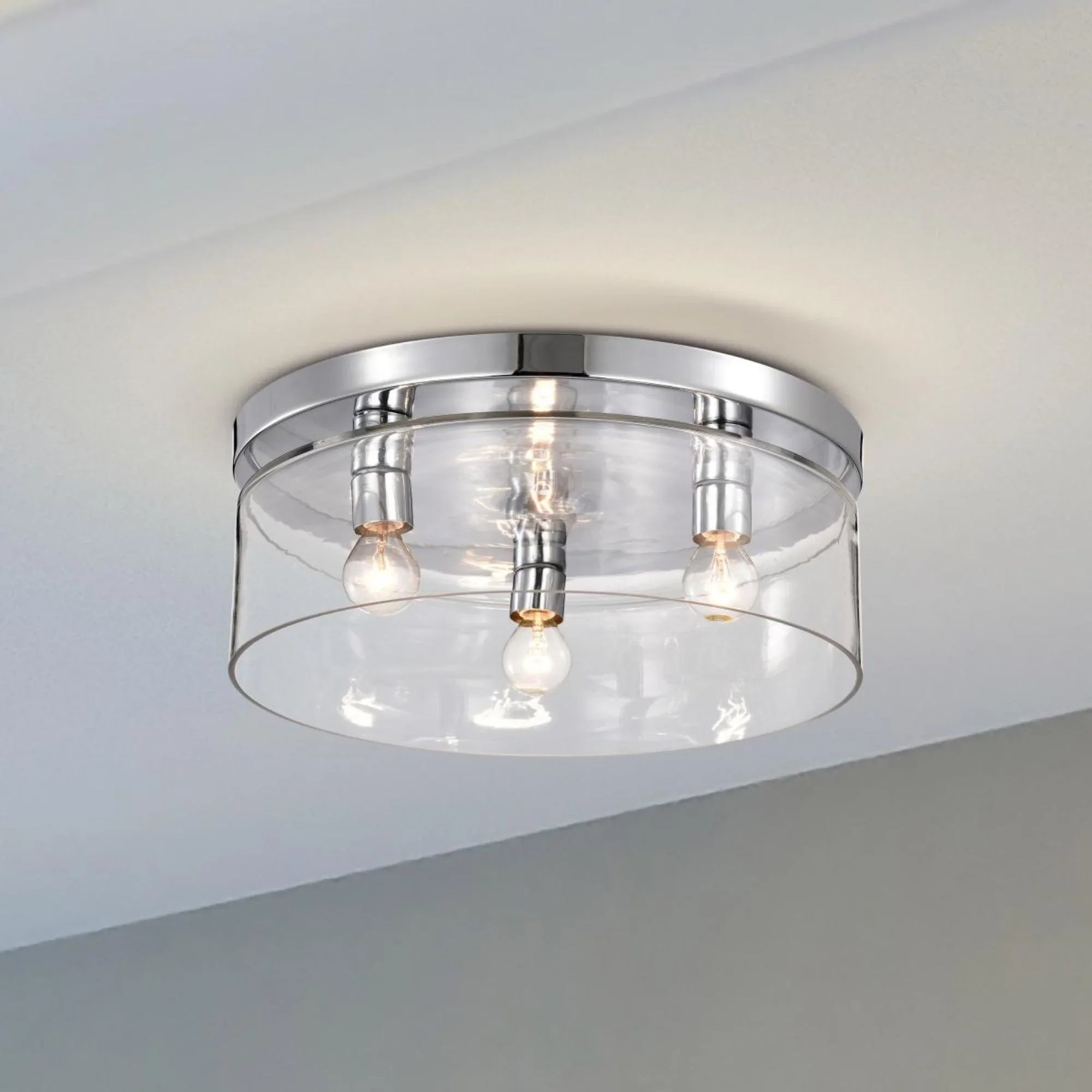 Marlowe 15" 3 Lights Flush Mount, Polished Nickel Finish