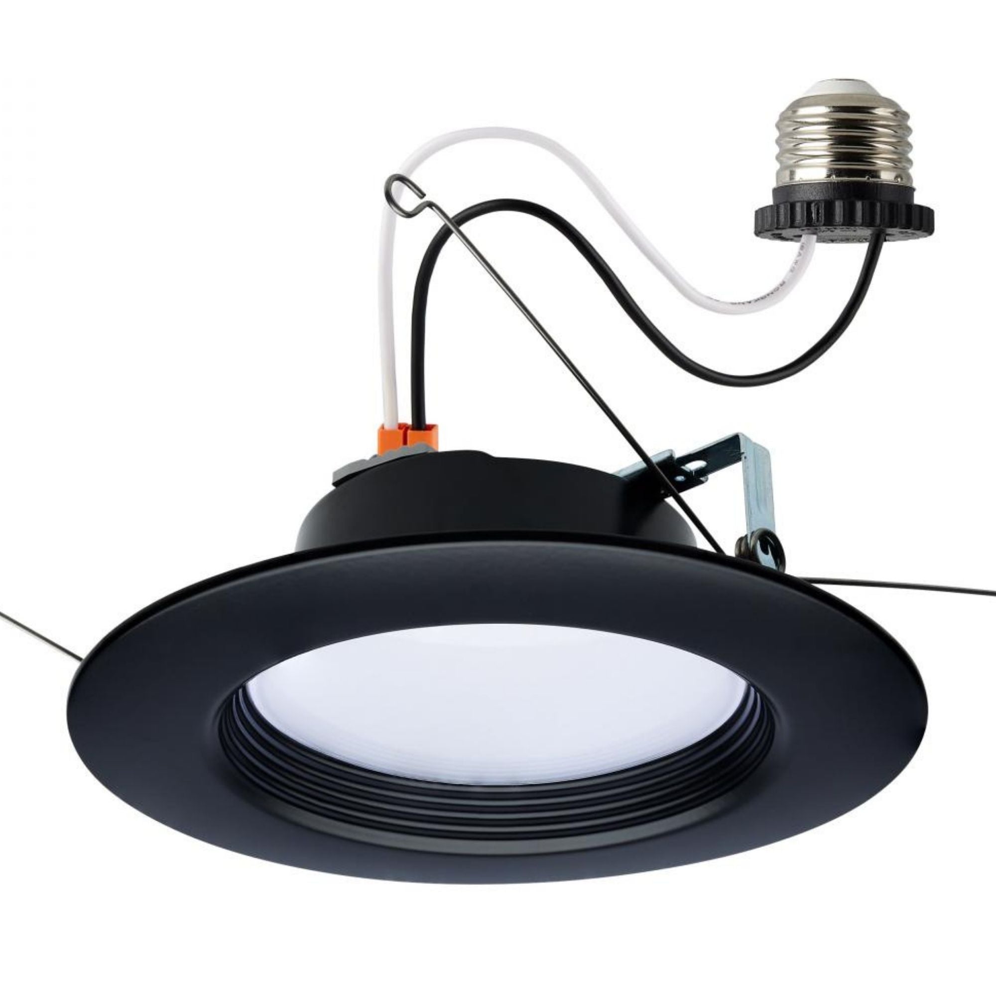 5/6" Retrofit LED Can Light, 9W, 800 Lm, 5-CCT, Black Baffle Trim
