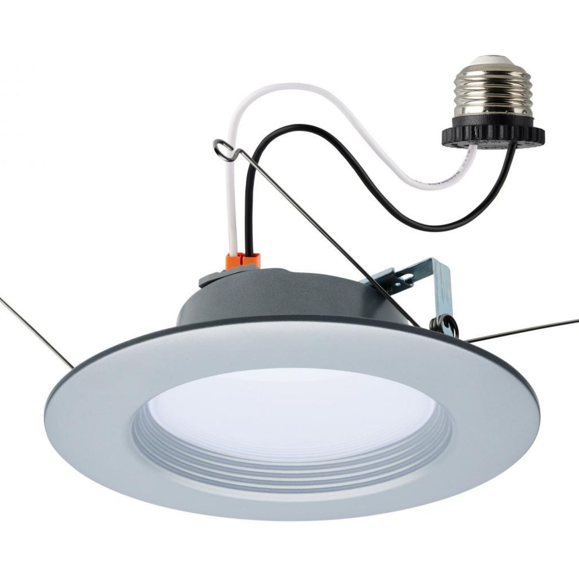 5/6" Retrofit LED Can Light, 9W, 800 Lm, 5-CCT, Nickel Baffle Trim