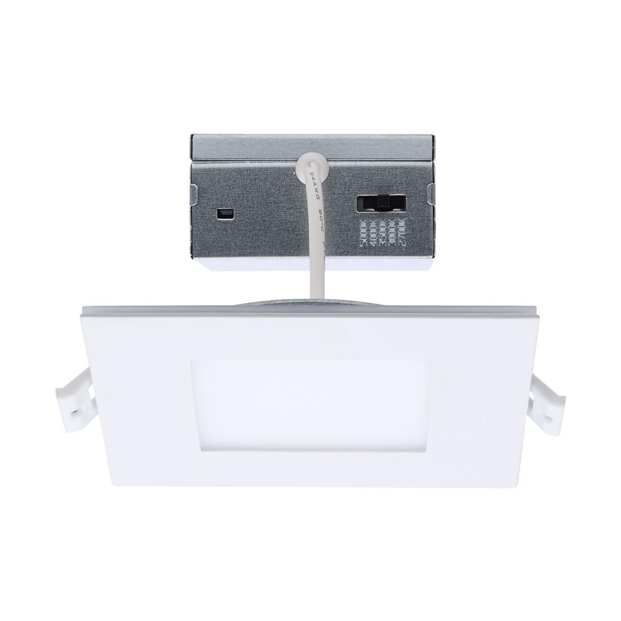 4" LED Downlight with Night Light, 760 Lm, Selectable CCT, White Square Trim