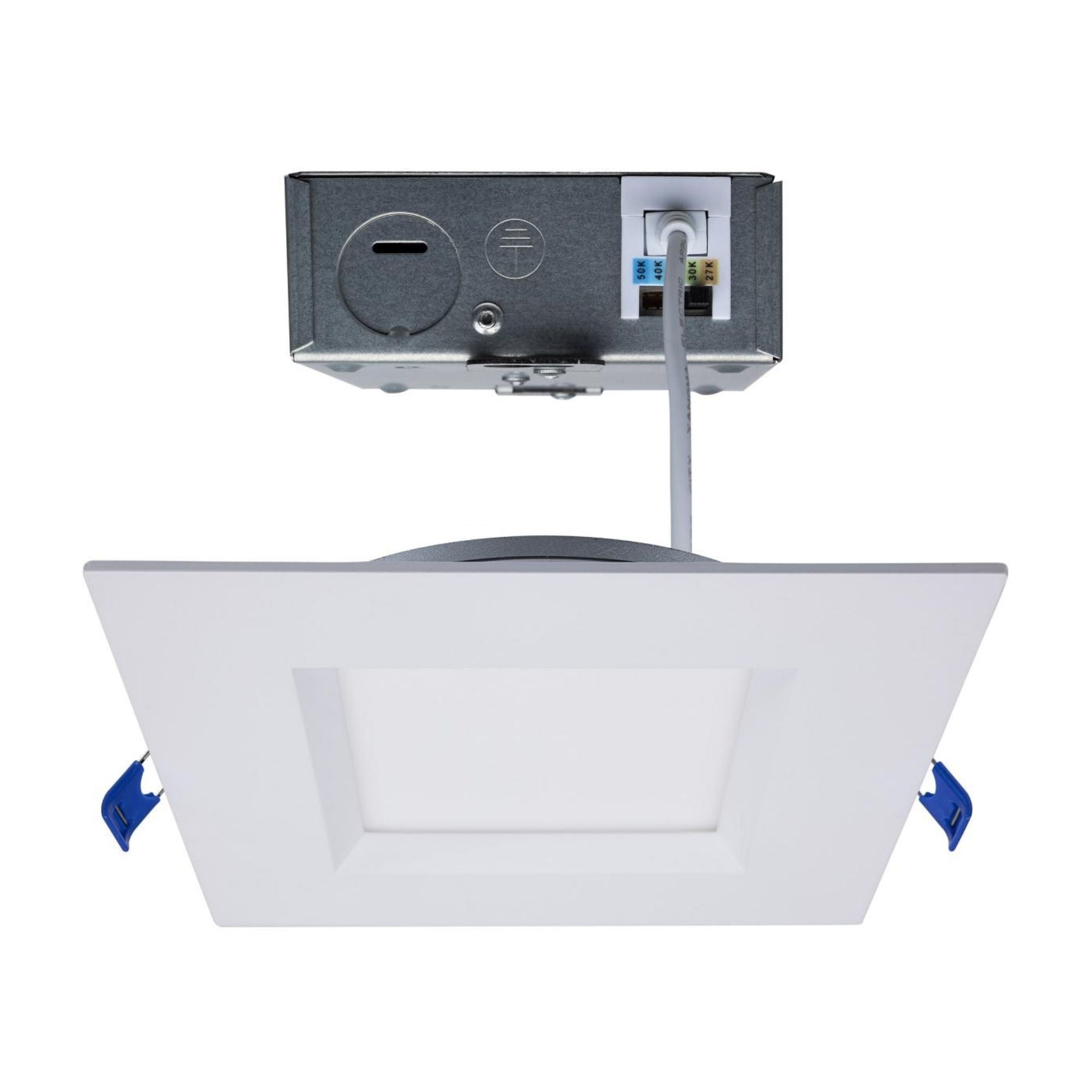 Slim Fit 6" Square Canless LED Recessed Light, 1000 Lm, 5-CCT, White Baffle Trim