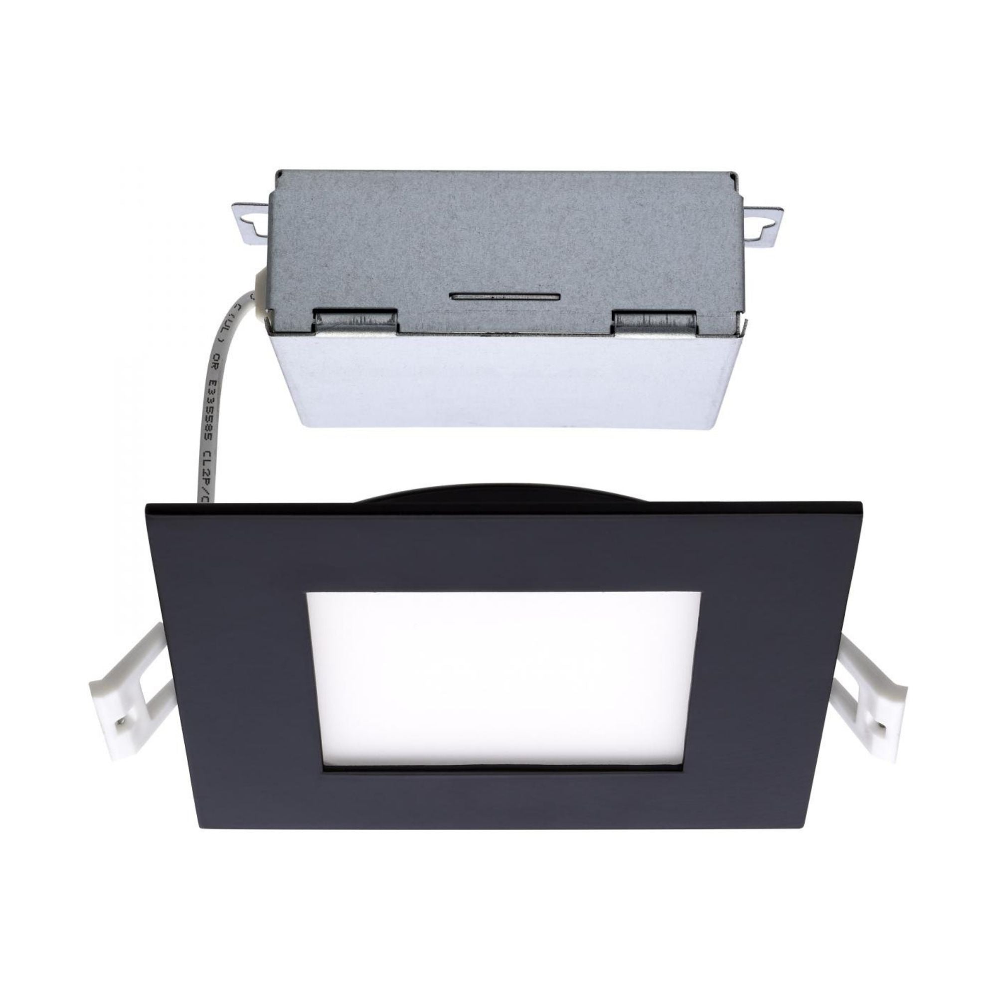 Slim Fit 4" Square Canless LED Recessed Light, 650 Lm, 5-CCT, Black Trim