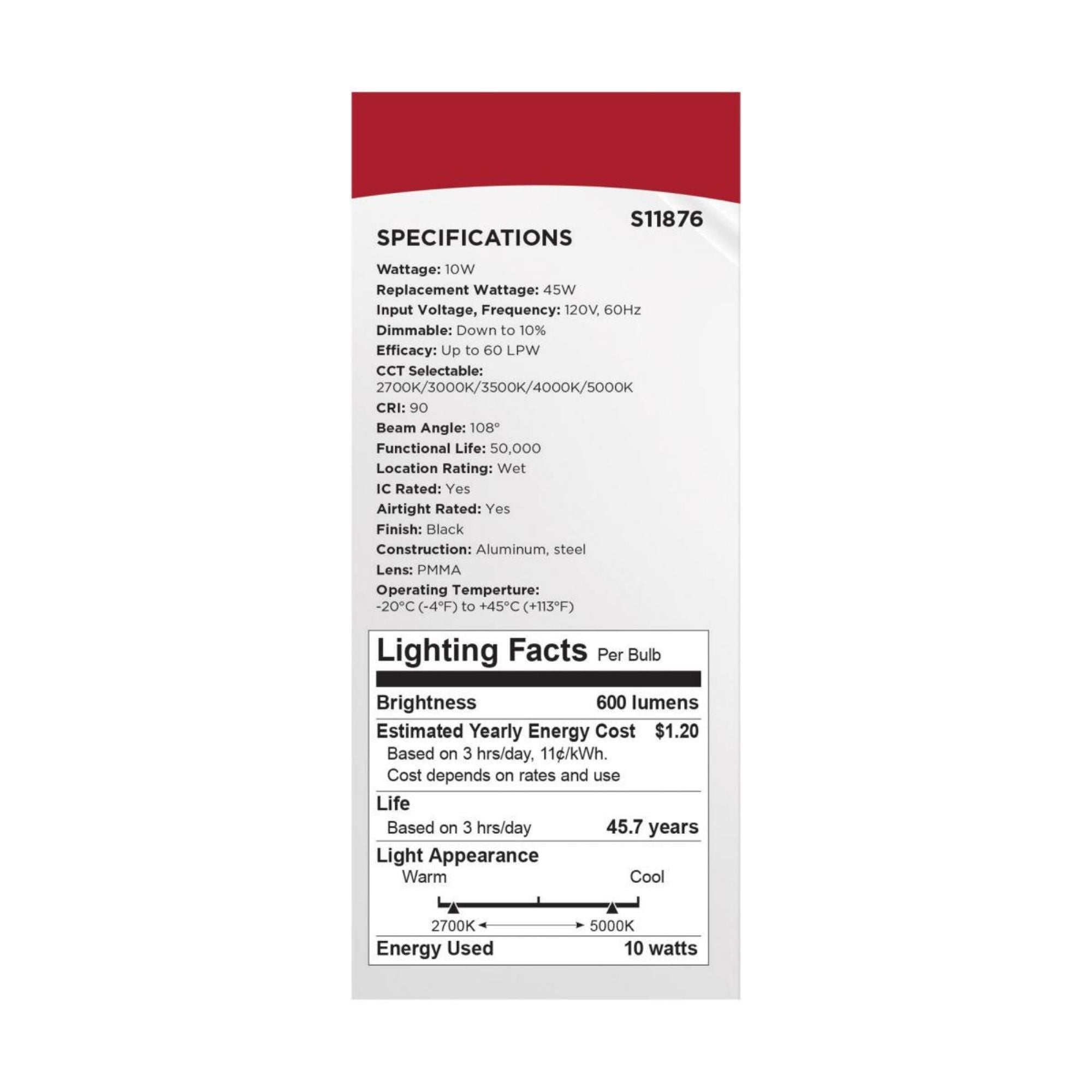 Slim Fit 4" Square Canless LED Recessed Light, 650 Lm, 5-CCT, Black Trim