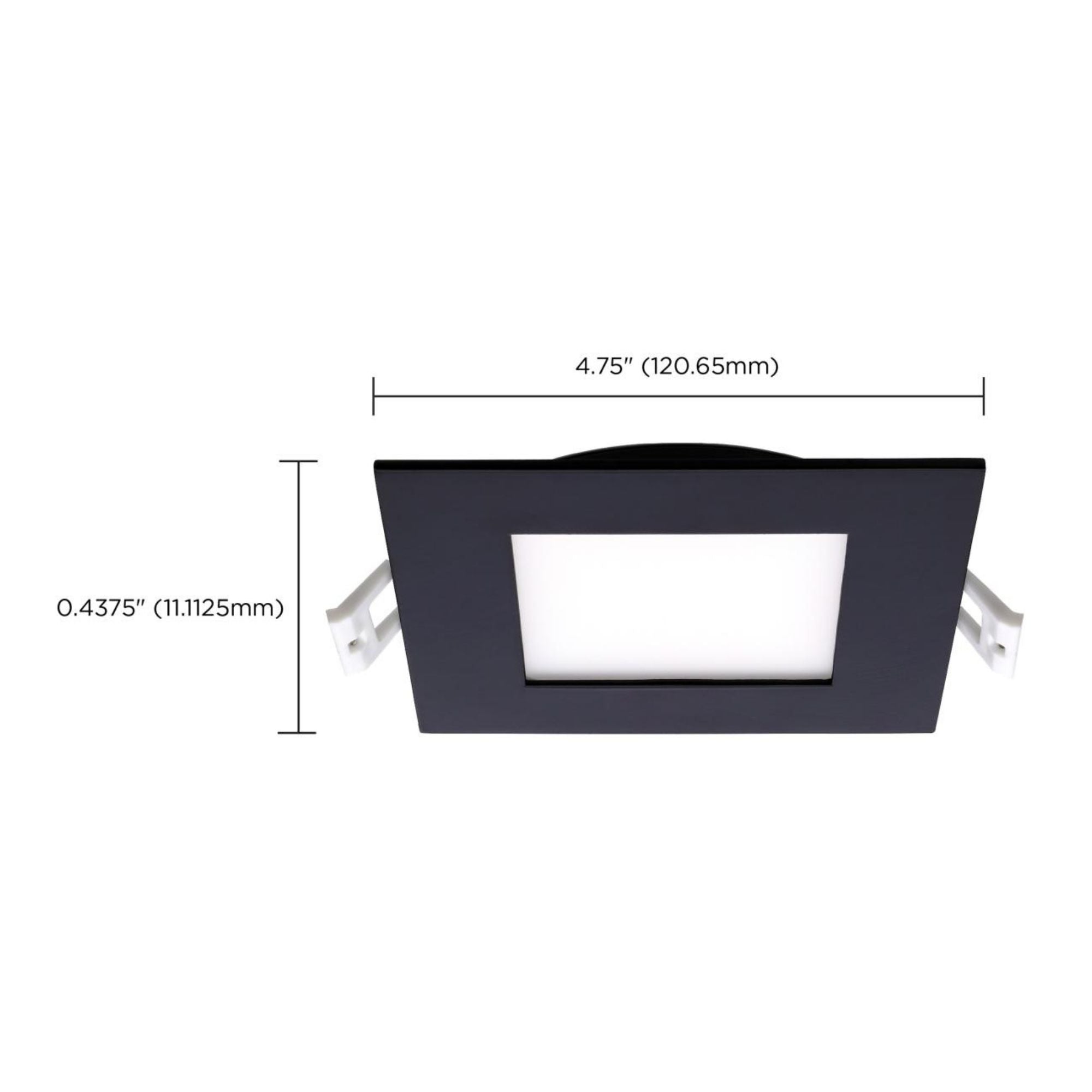 Slim Fit 4" Square Canless LED Recessed Light, 650 Lm, 5-CCT, Black Trim