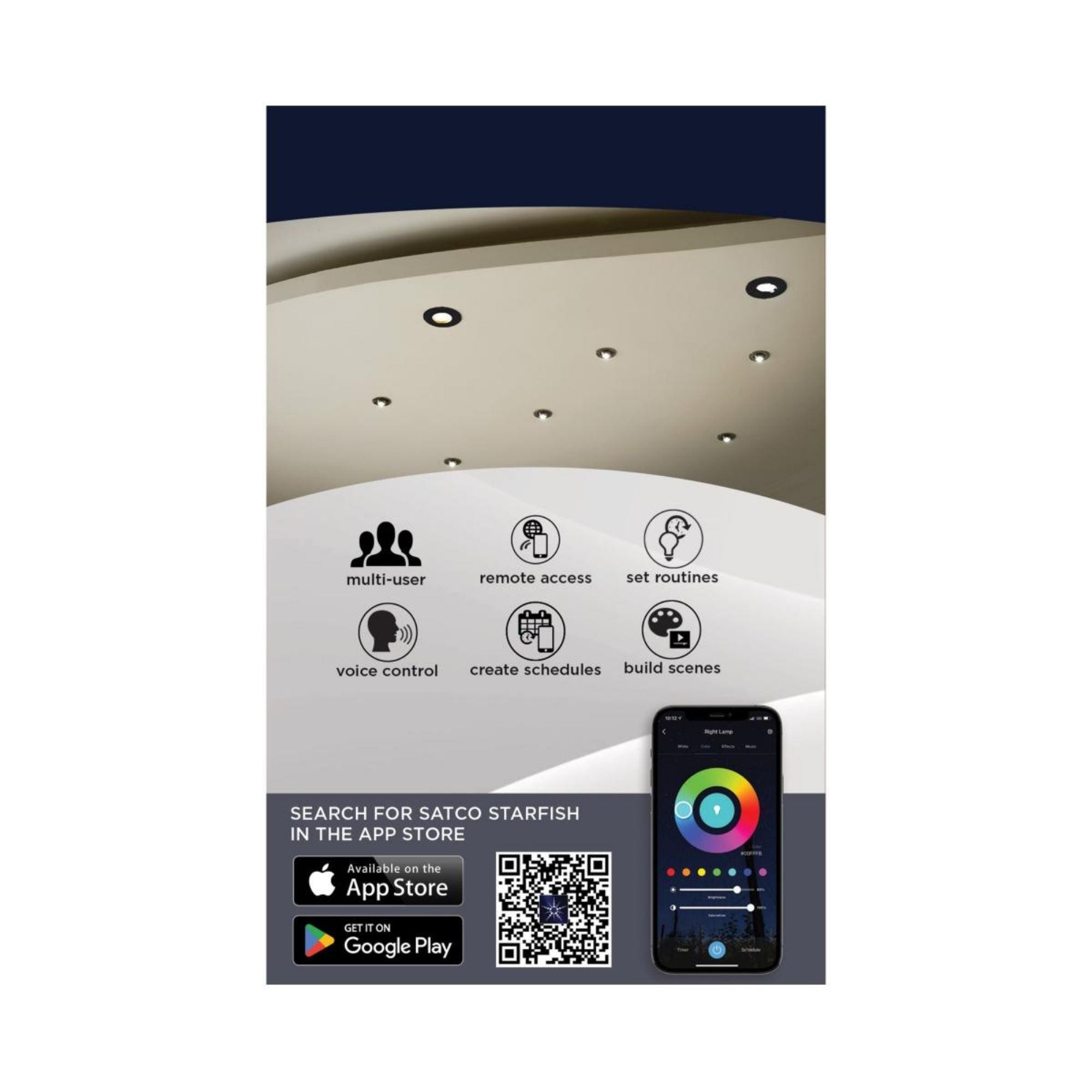 Starfish 4" Smart Gimbal LED Recessed Light, 650lm, RGB, 120-277V, White