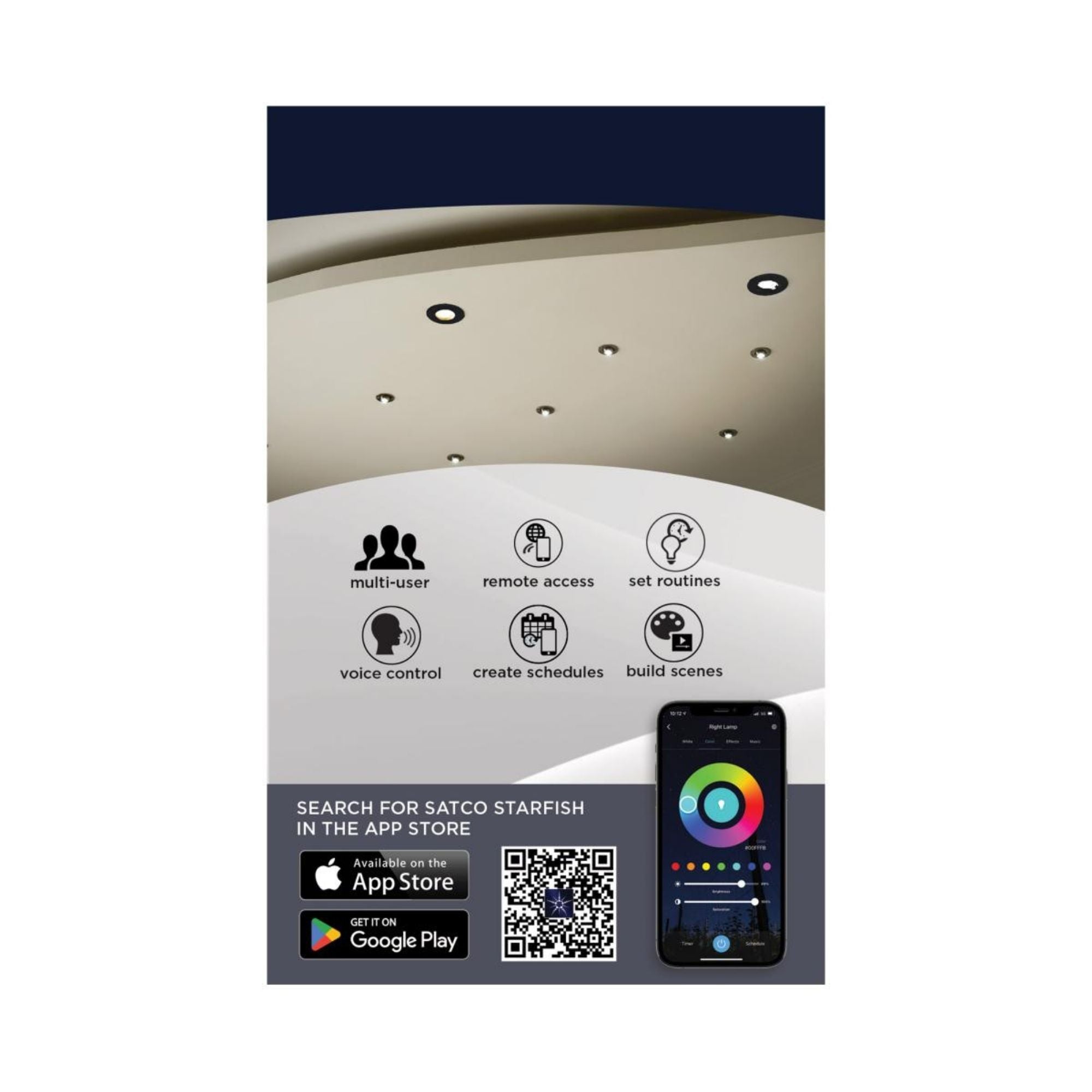 Starfish 4" Smart Gimbal LED Recessed Light, 650lm, RGB, 120-277V, Black