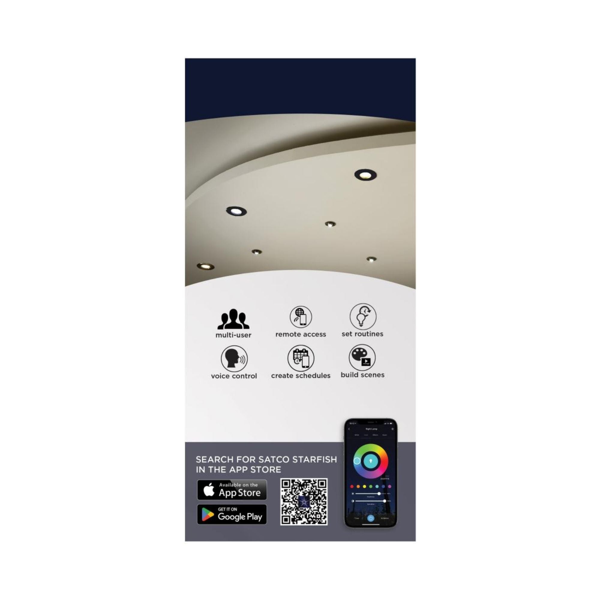 Starfish 6" Smart Gimbal LED Recessed Light, 1200lm, RGB, 120-277V, White