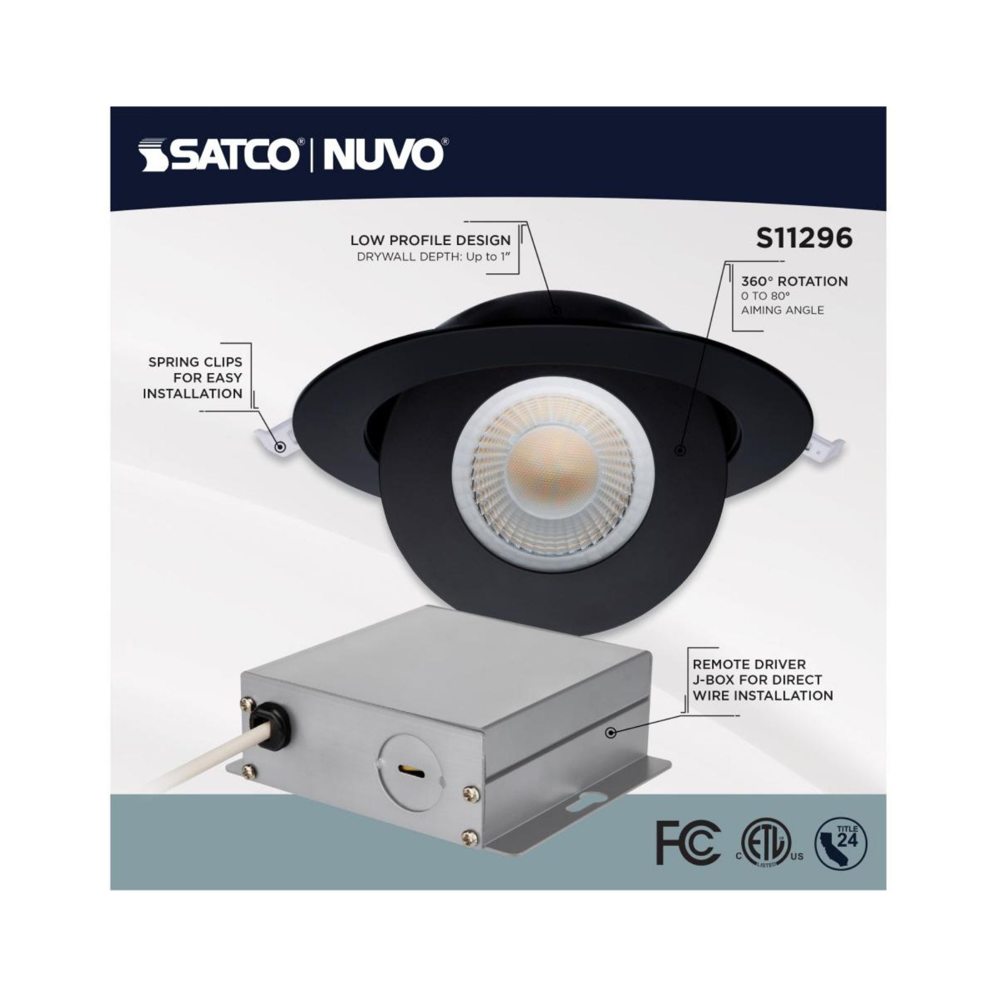 Starfish 6" Smart Gimbal LED Recessed Light, 1200lm, RGB, 120-277V, Black