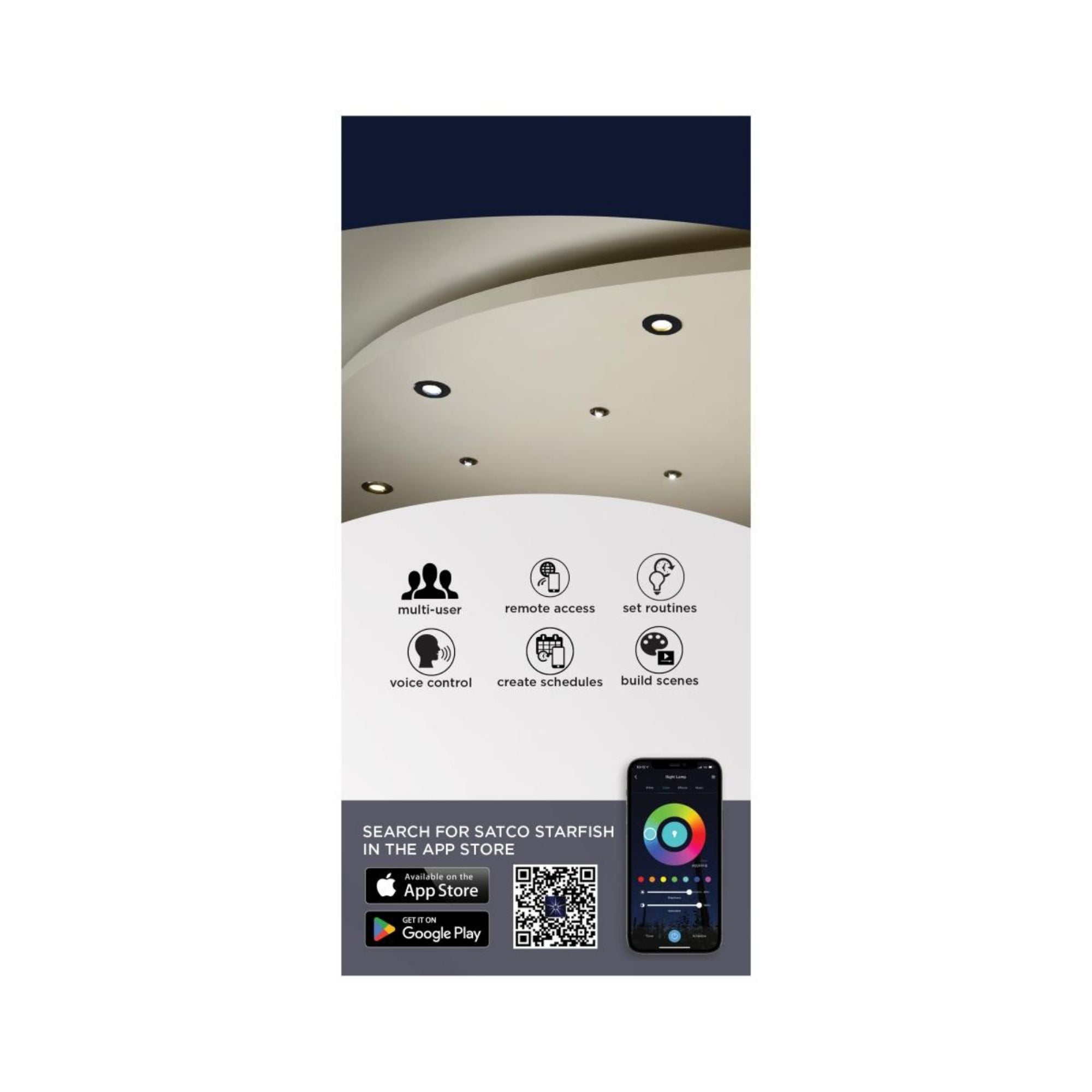 Starfish 6" Smart Gimbal LED Recessed Light, 1200lm, RGB, 120-277V, Black