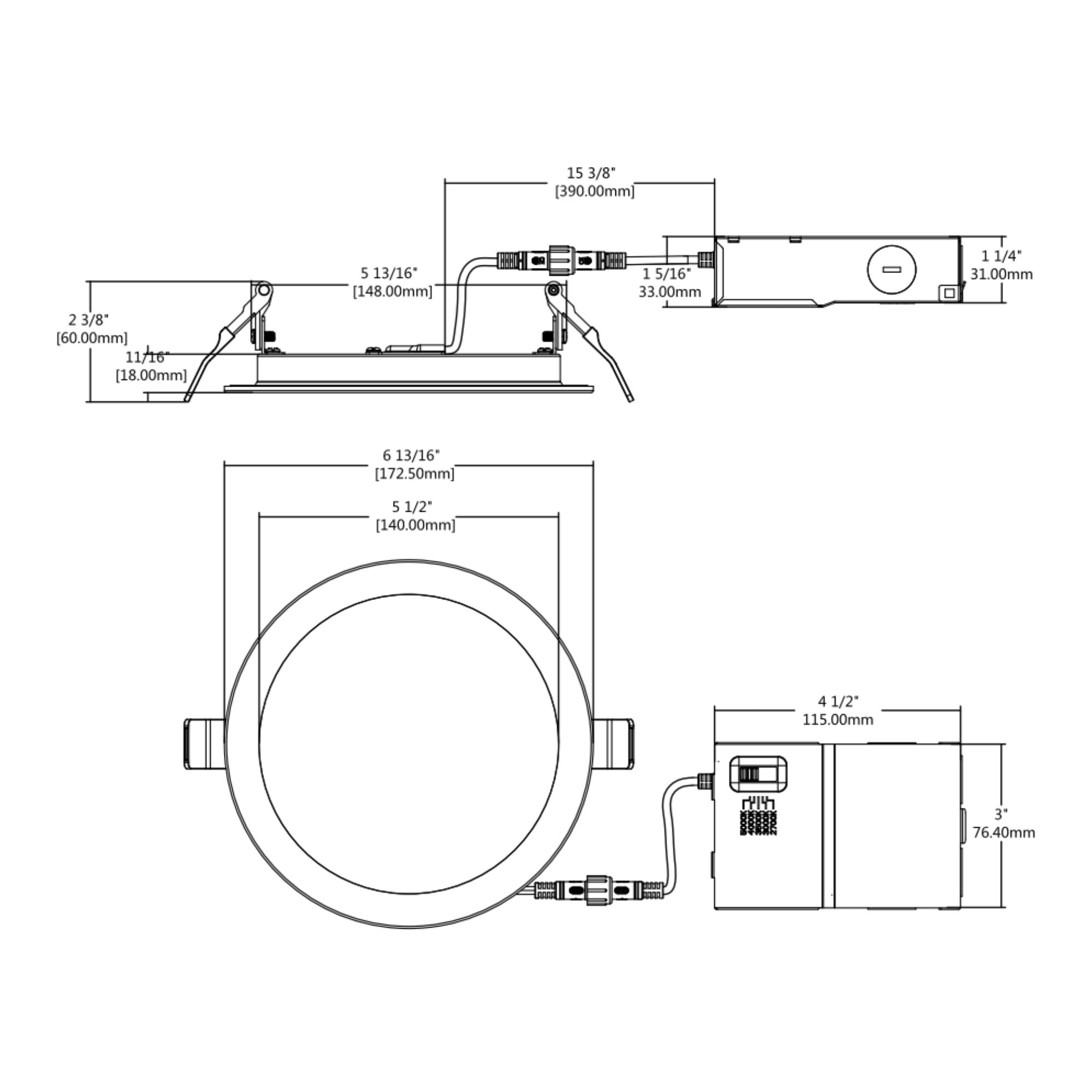 Blazeguard 6" Fire-Rated Recessed Downlight, 1200 Lm, 5-CCT, 120-277V