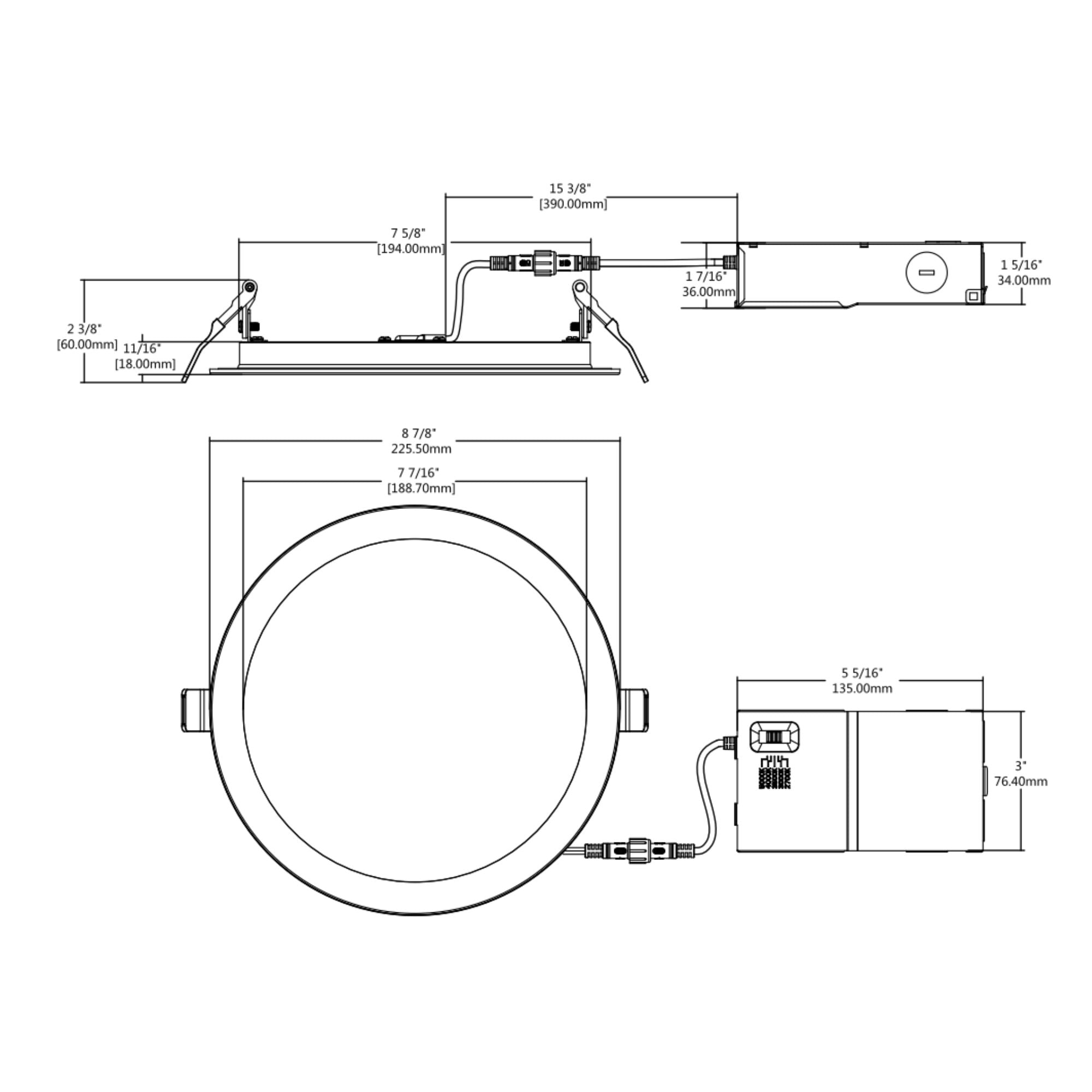 Blazeguard 8" Fire-Rated Recessed Downlight, 1600 Lm, 5-CCT, 120-277V