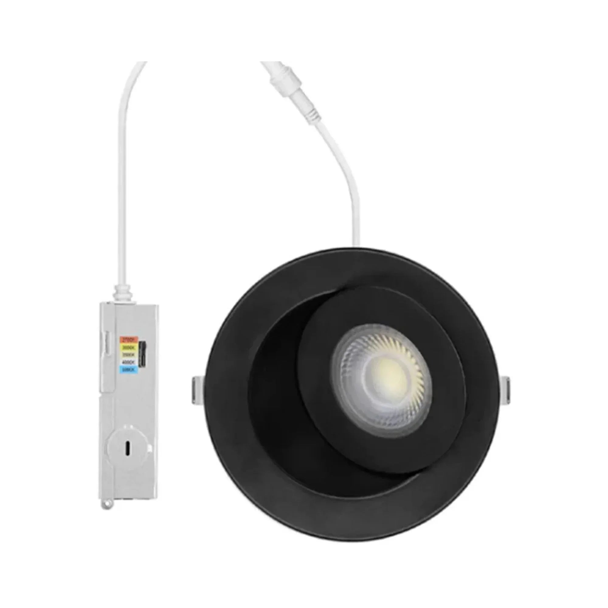 3" Gimbal LED Downlight, 500 Lumens, Selectable CCT, Black Finish - Bees Lighting