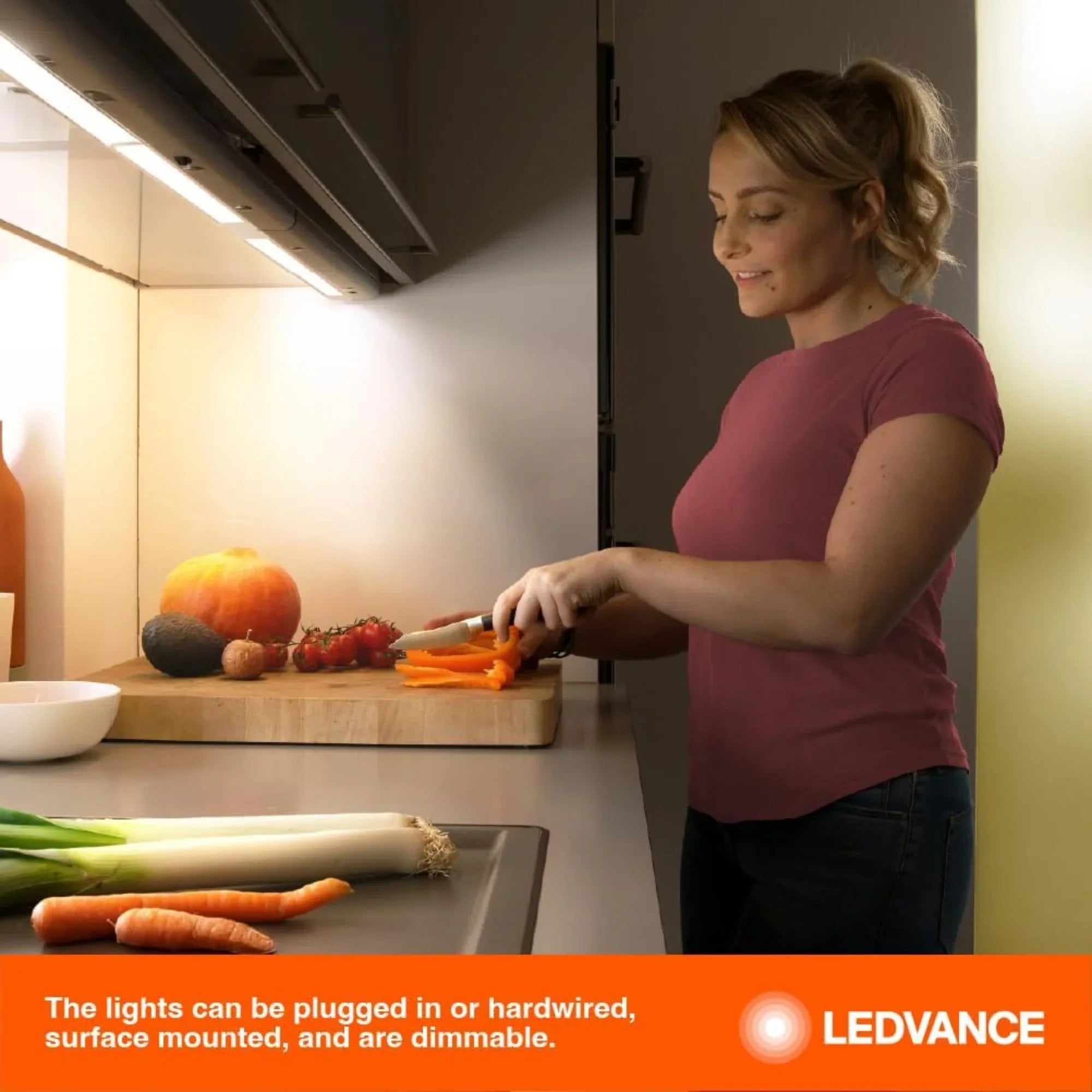 12 Inch Under Cabinet LED Light with Tilting Lens, 600 Lumens, Selectable CCT, 120V