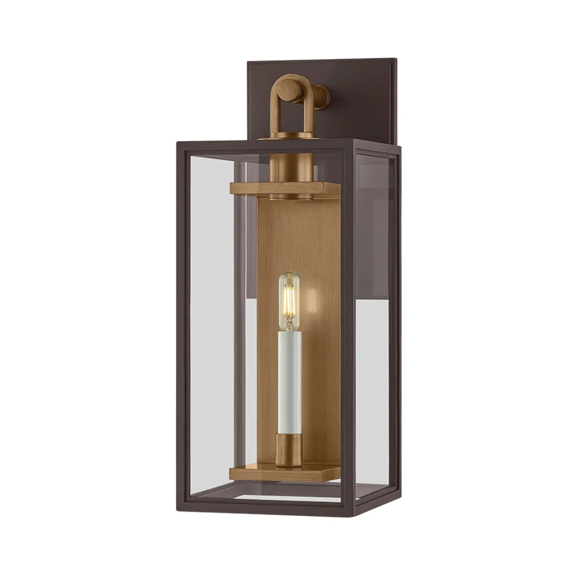 Arnold 20" Outdoor Wall Sconce, Patina Brass/Textured Bronze Finish