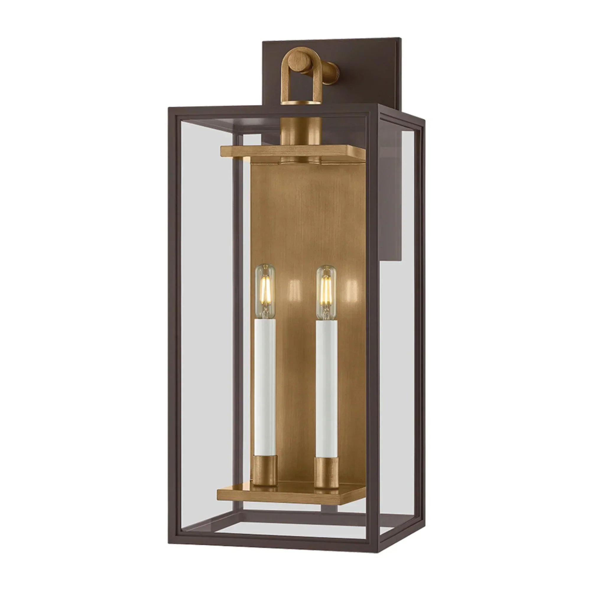 Arnold 24" 2-Light Outdoor Wall Sconce, Patina Brass/Textured Bronze Finish