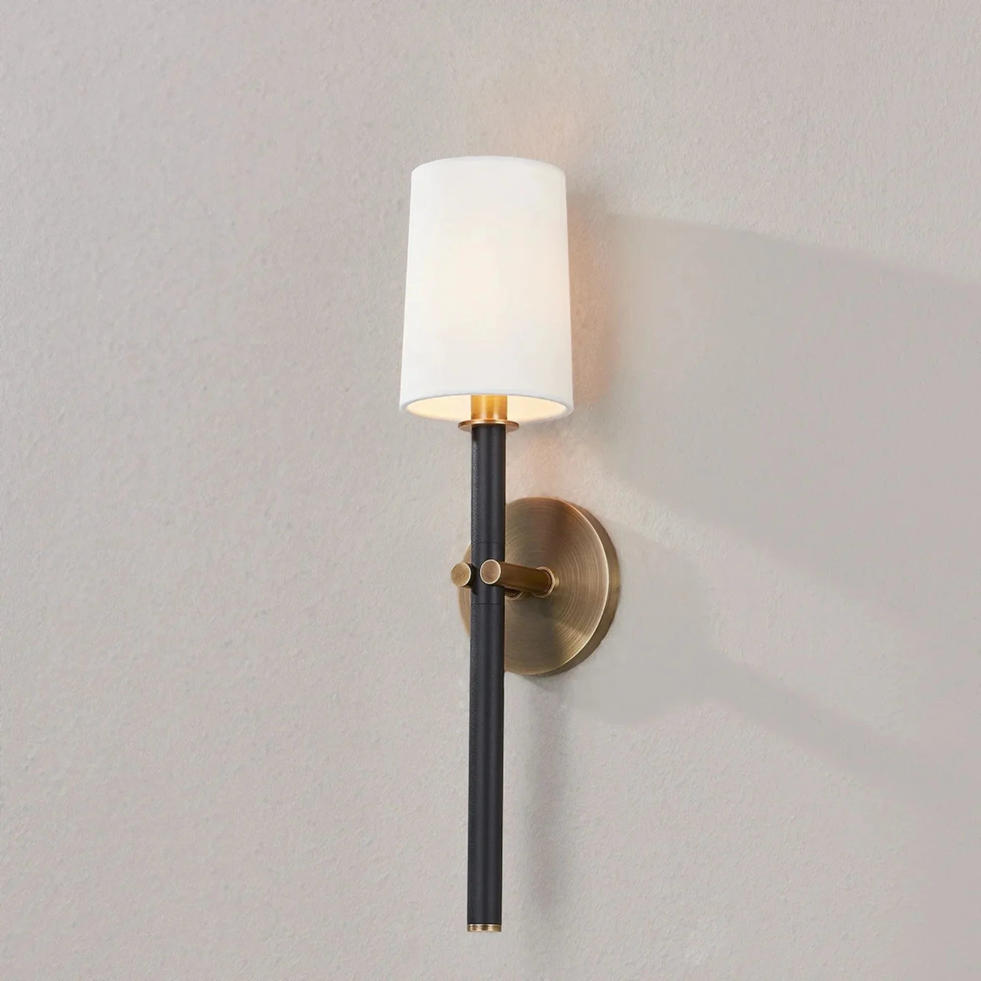 Belvedere 19" Wall Sconce, Patina Brass/Textured Black Finish