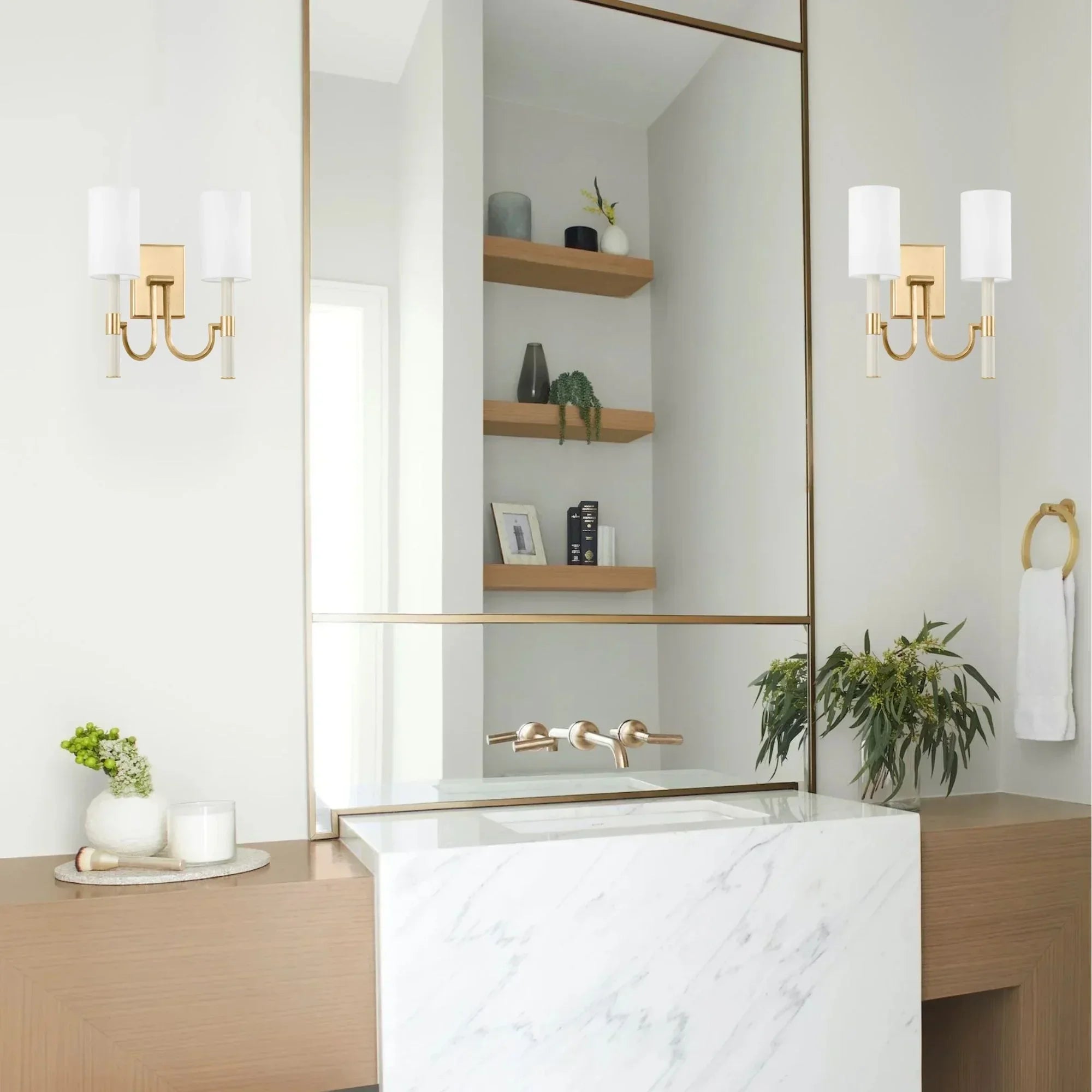 Gustine 14" 2-Light Wall Sconce, Vintage Gold Leaf Finish