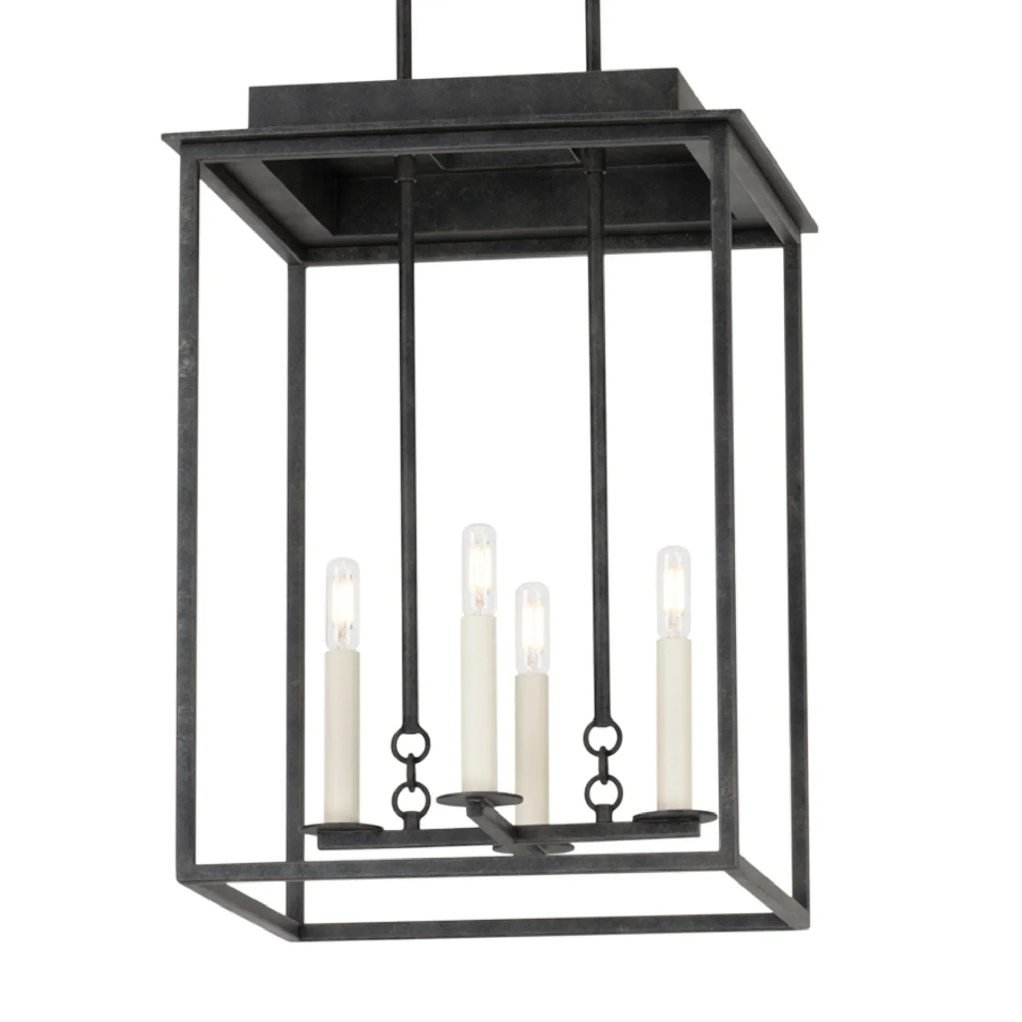 Hart 23" 4-Light Hanging Lantern, French Iron Finish