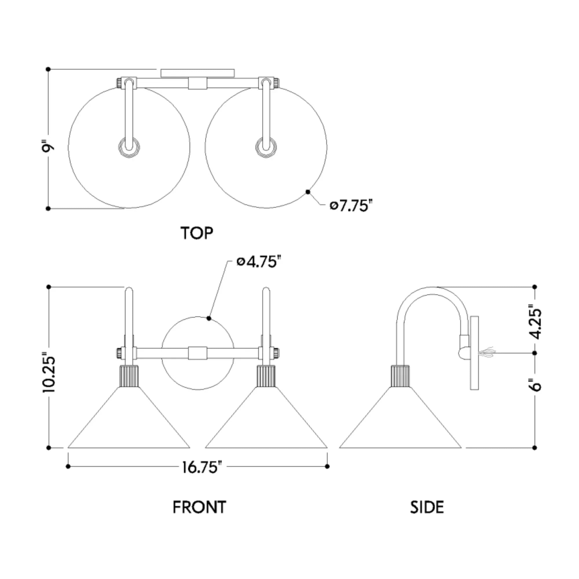 Jovani 17" 2-Light Bath Vanity, Patina Brass/Soft Sand Finish