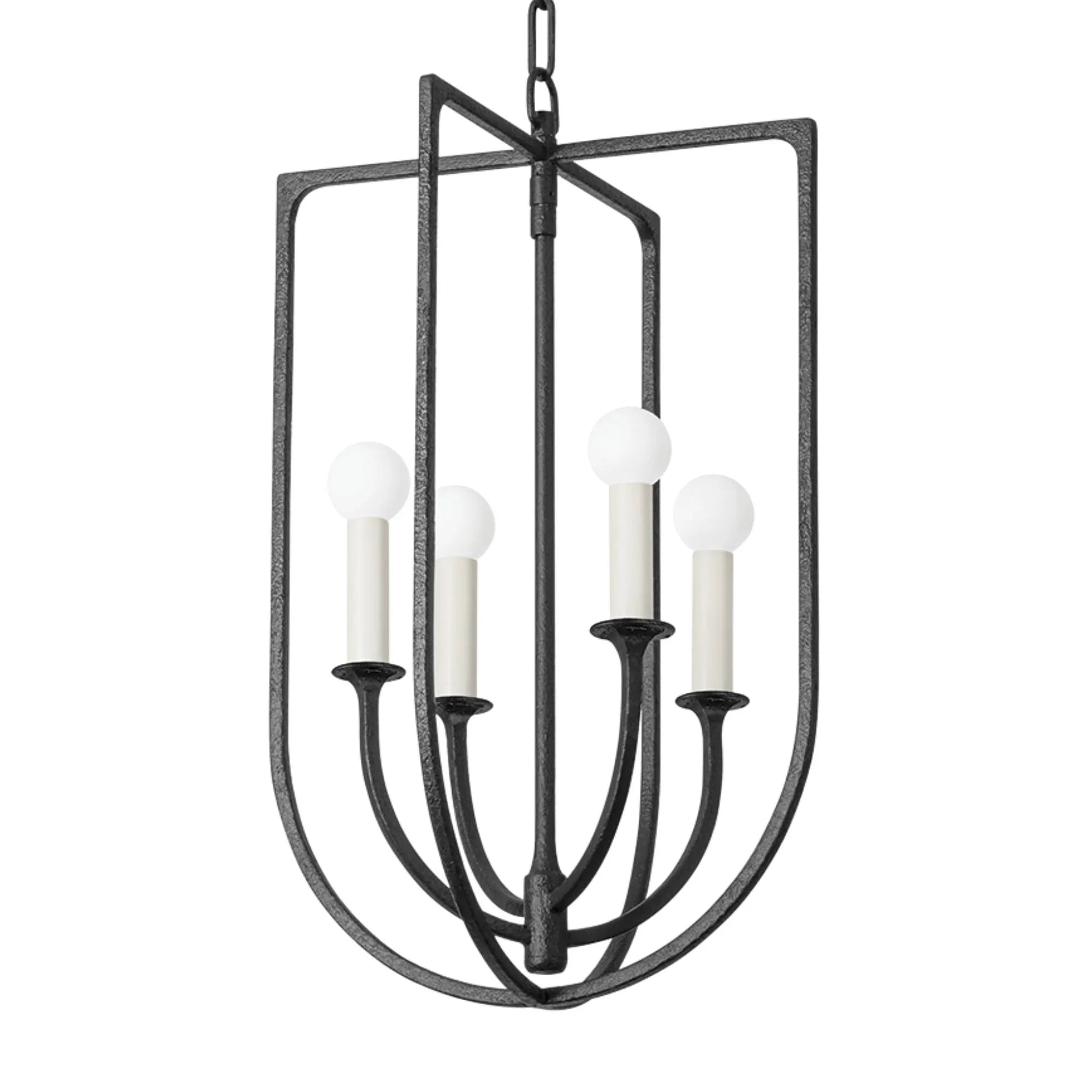 Kael 23" 4-Light Hanging Lantern, Black Iron Finish