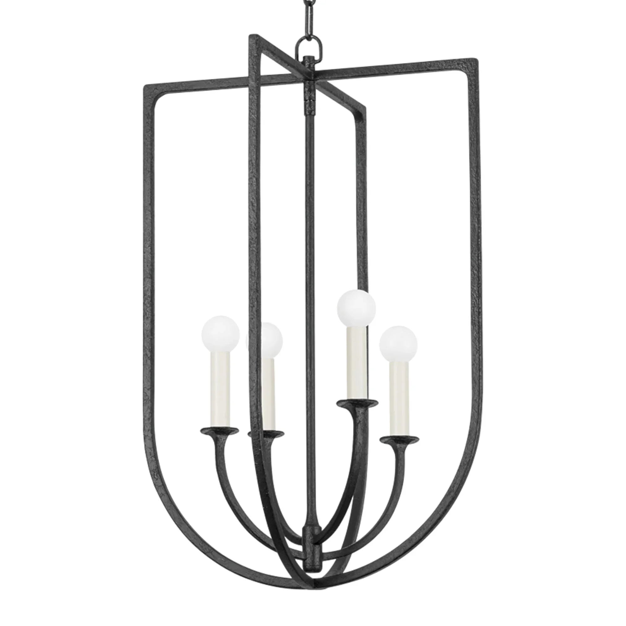 Kael 29" 4-Light Hanging Lantern, Black Iron Finish