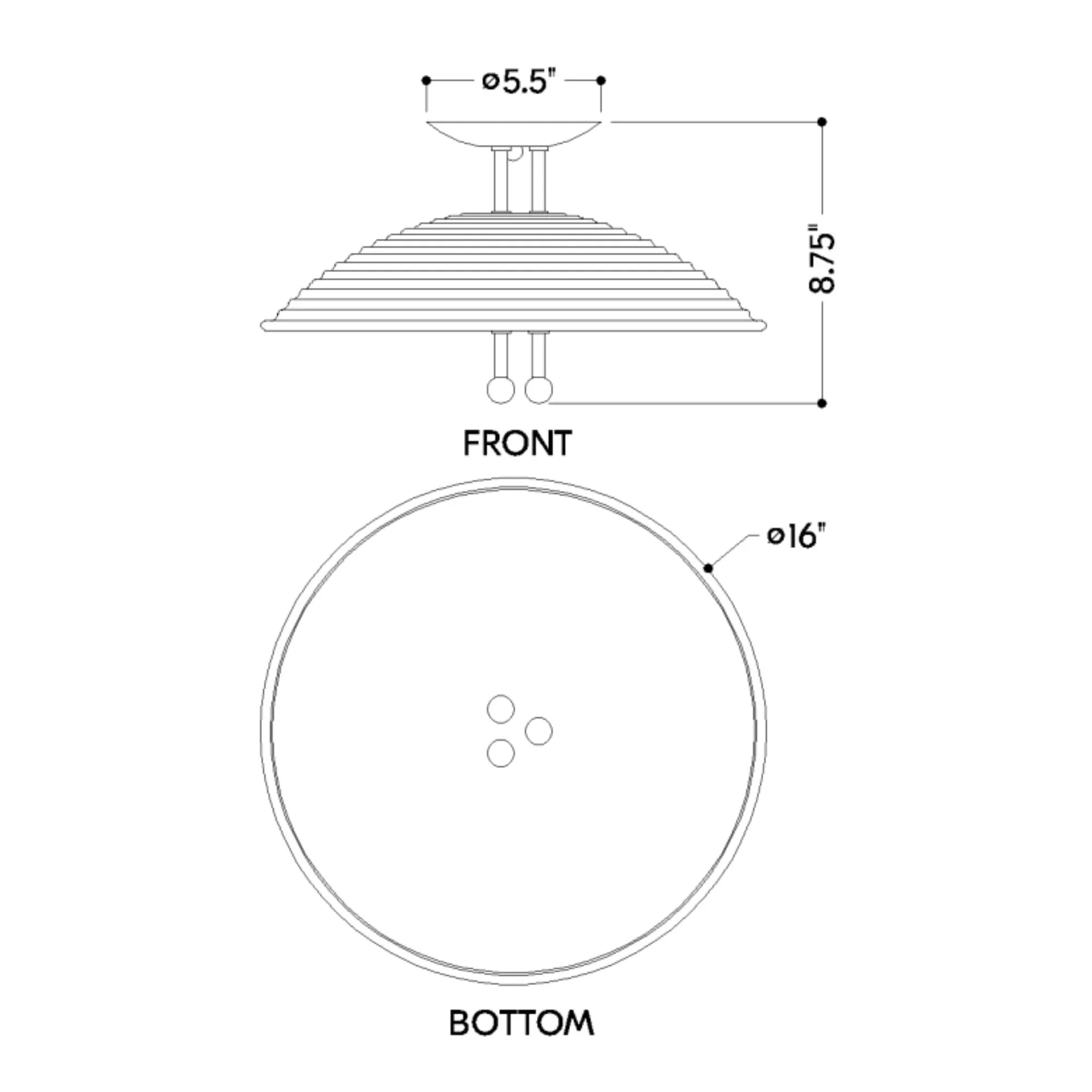 Larkin 16" 3-Light Semi Flush Mount, Patina Brass/Soft Black Finish
