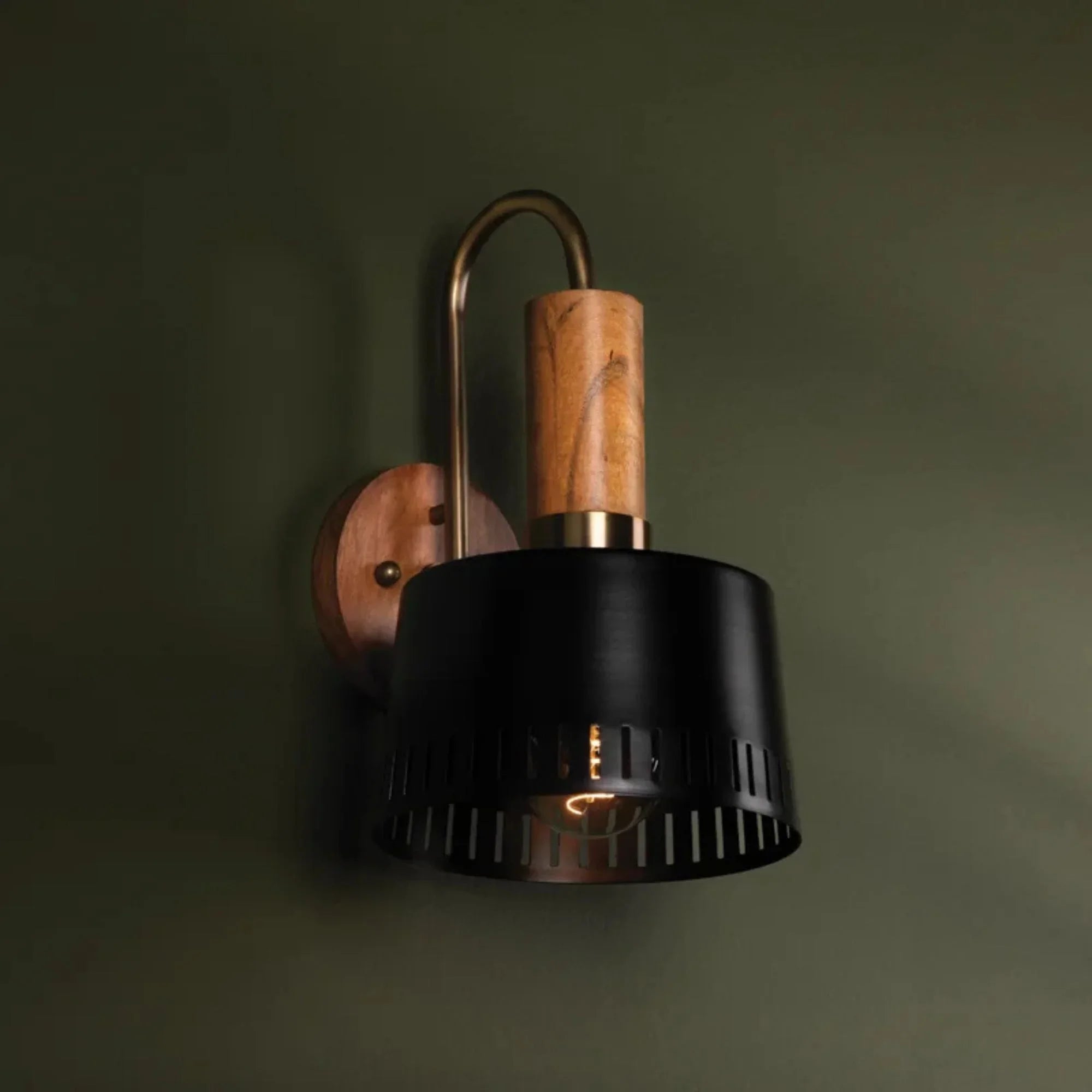 Memphis 14" Wall Sconce, Patina Brass/Soft Black Finish