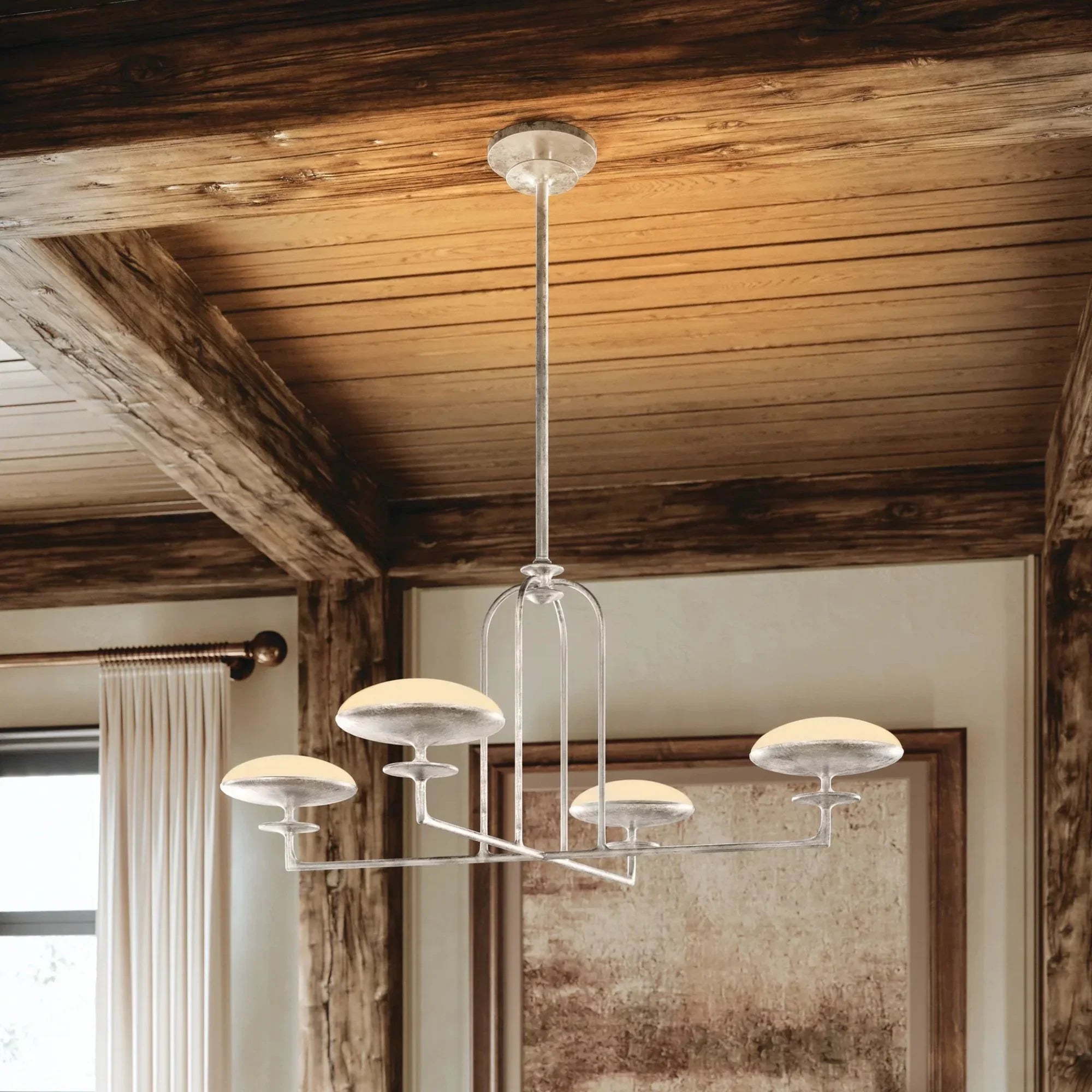 Pacific 39" LED Chandelier, Warm Silver Leaf Finish