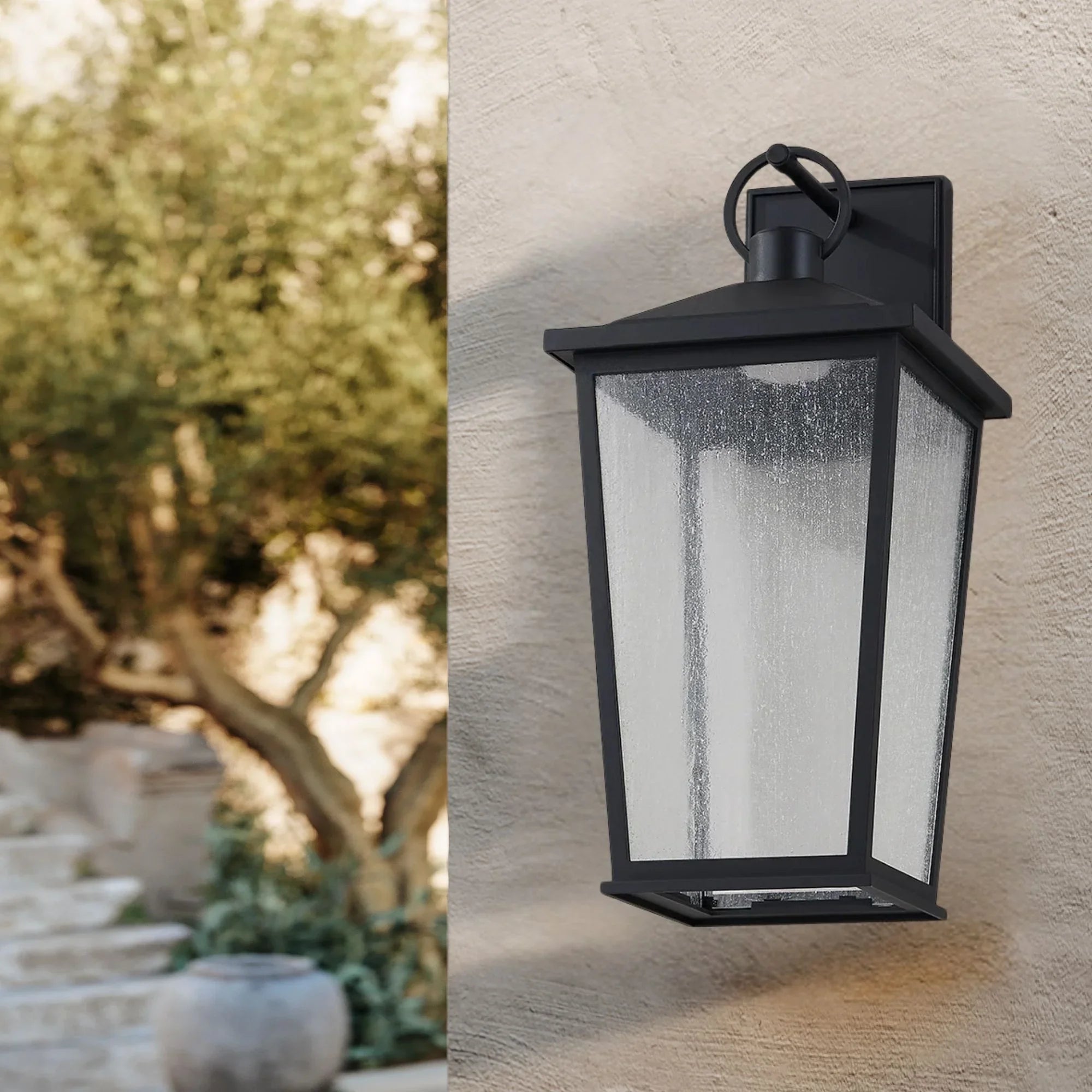 Soren 23" LED Outdoor Wall Sconce, Textured Black Finish