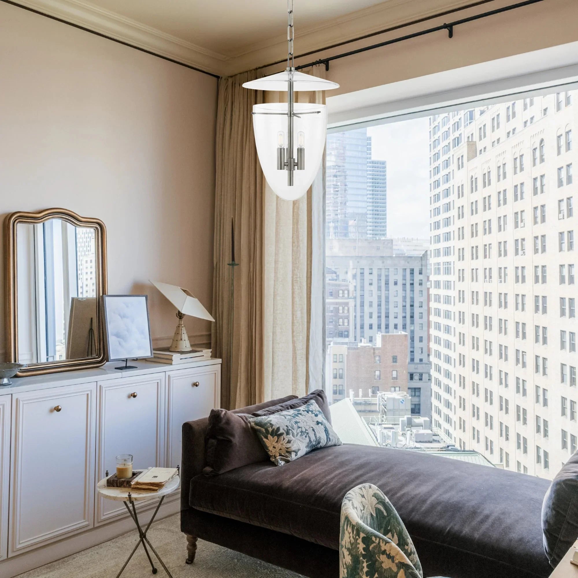 Tully 20" 3-Light Hanging Lantern, Vintage Pewter Finish