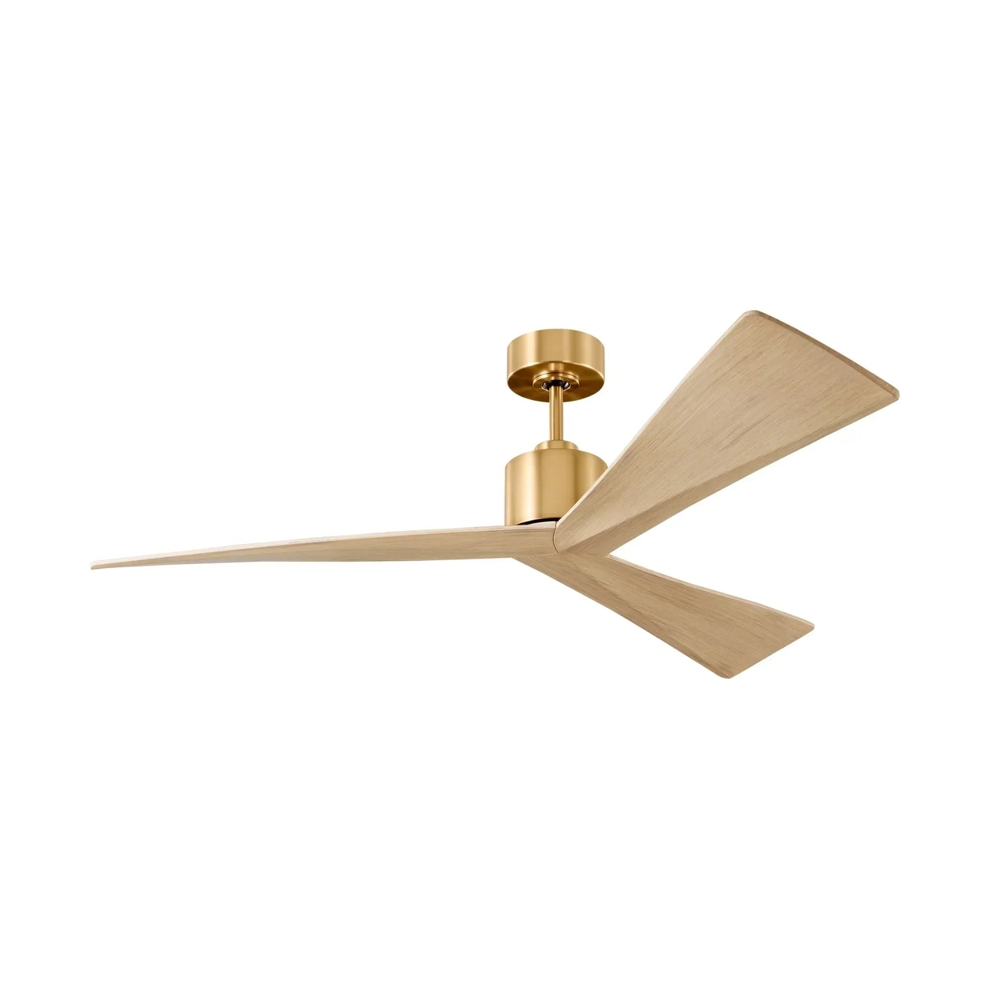 Adler 52" Burnished Brass & White Oak Ceiling Fan with Remote