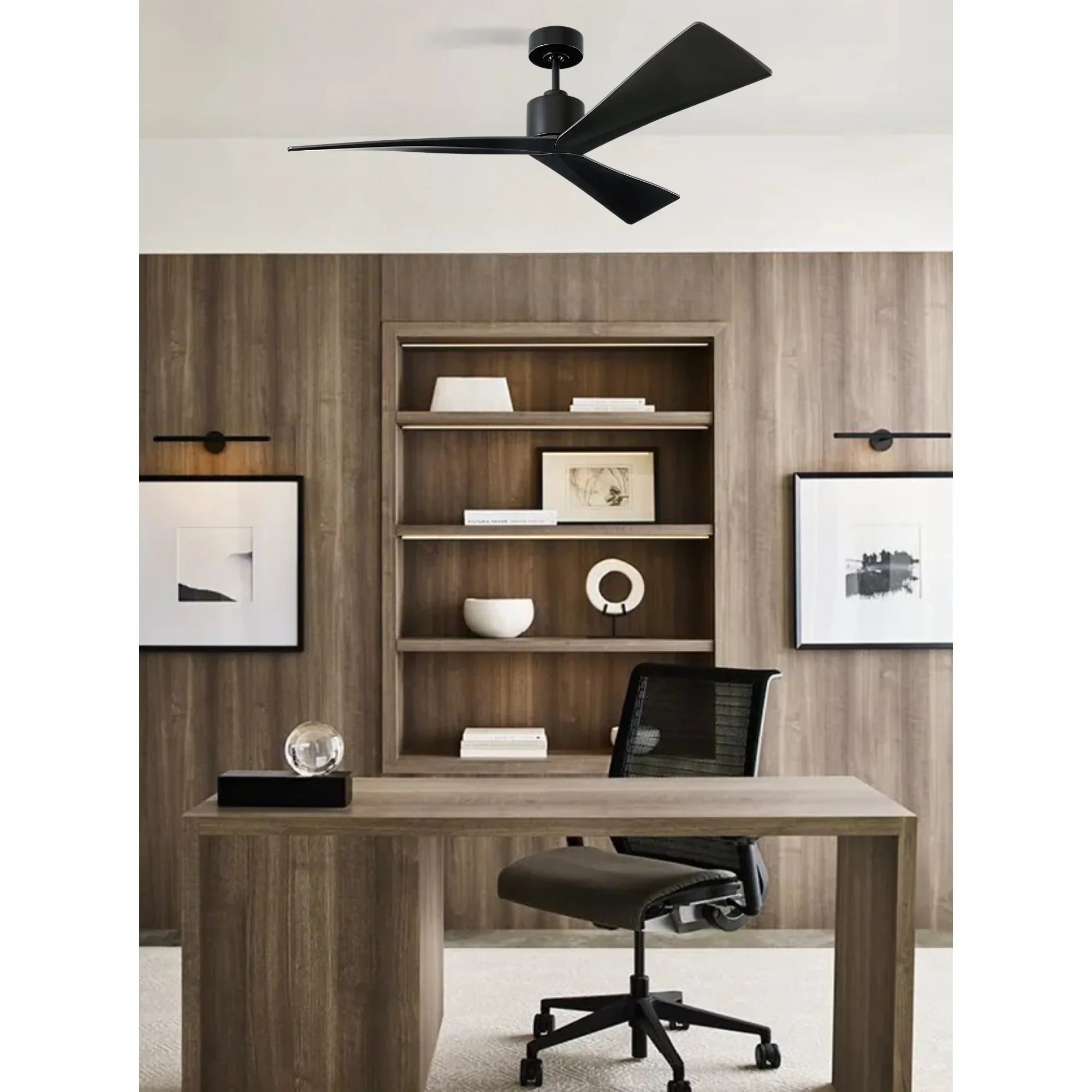 Adler 52" Matte Black Ceiling Fan with Remote