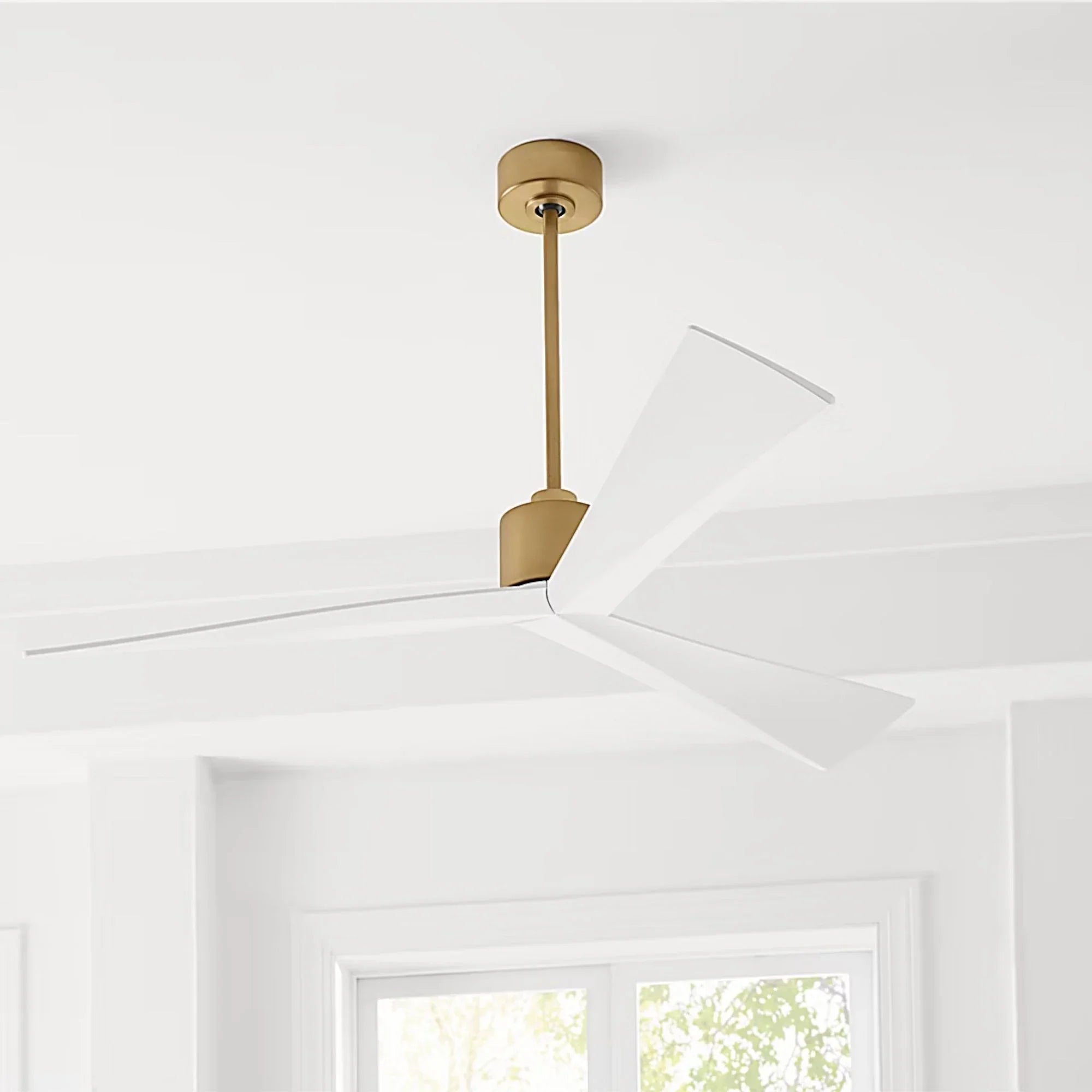 Adler 60" Burnished Brass & Matte White Ceiling Fan with Remote