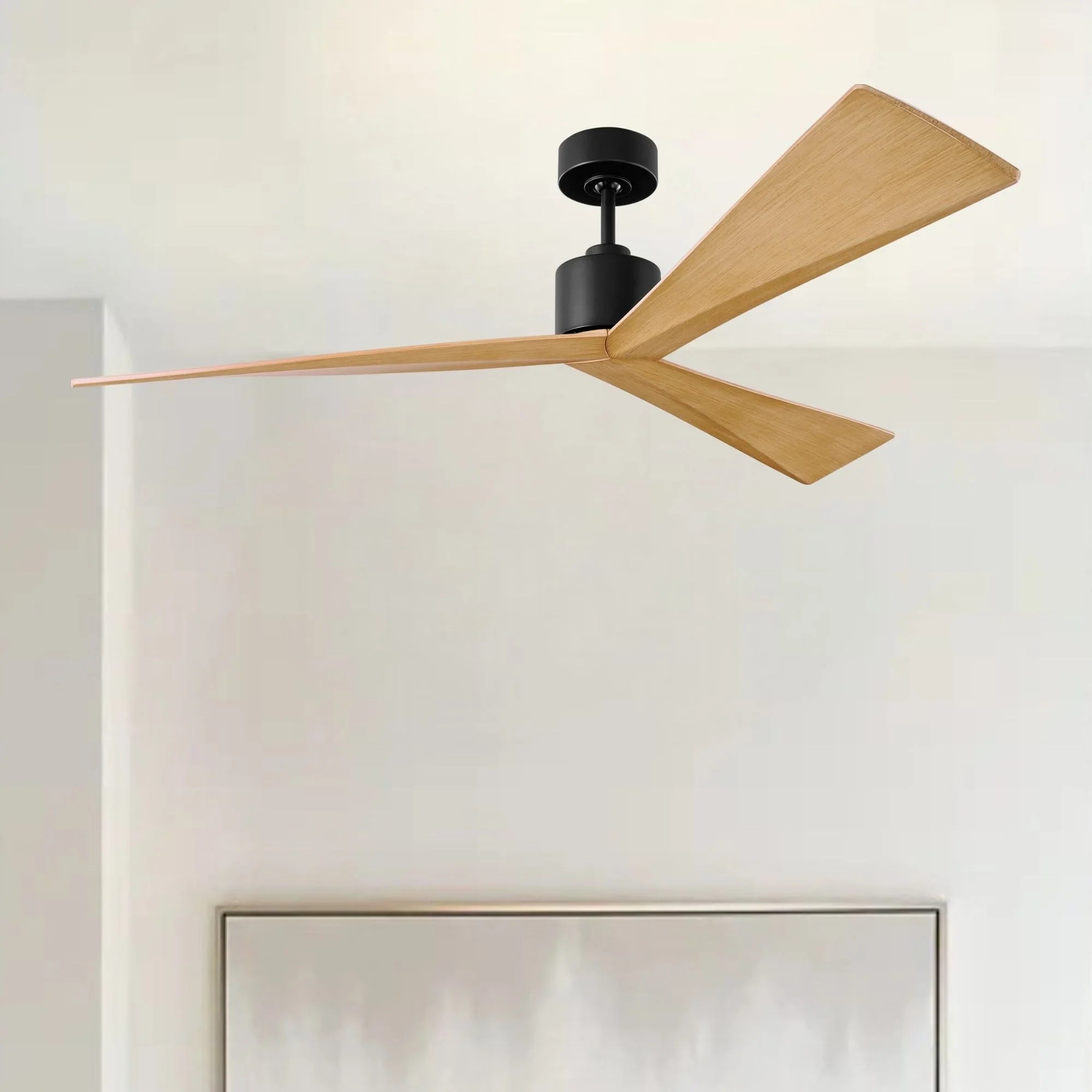 Adler 60" Midnight Black & Natural Honey Ceiling Fan with Remote