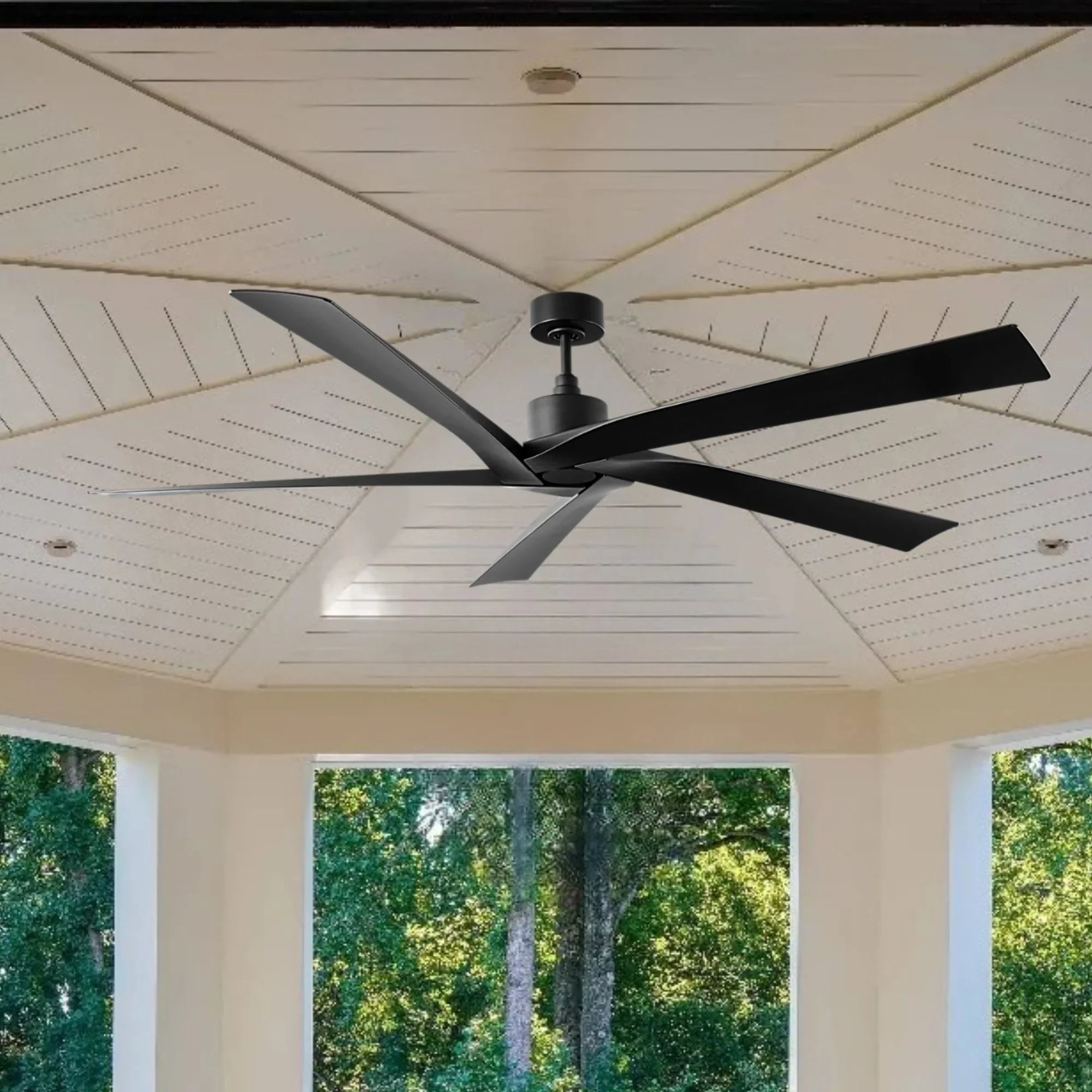 Aspen Coastal 70" Midnight Black Outdoor Ceiling Fan with Remote