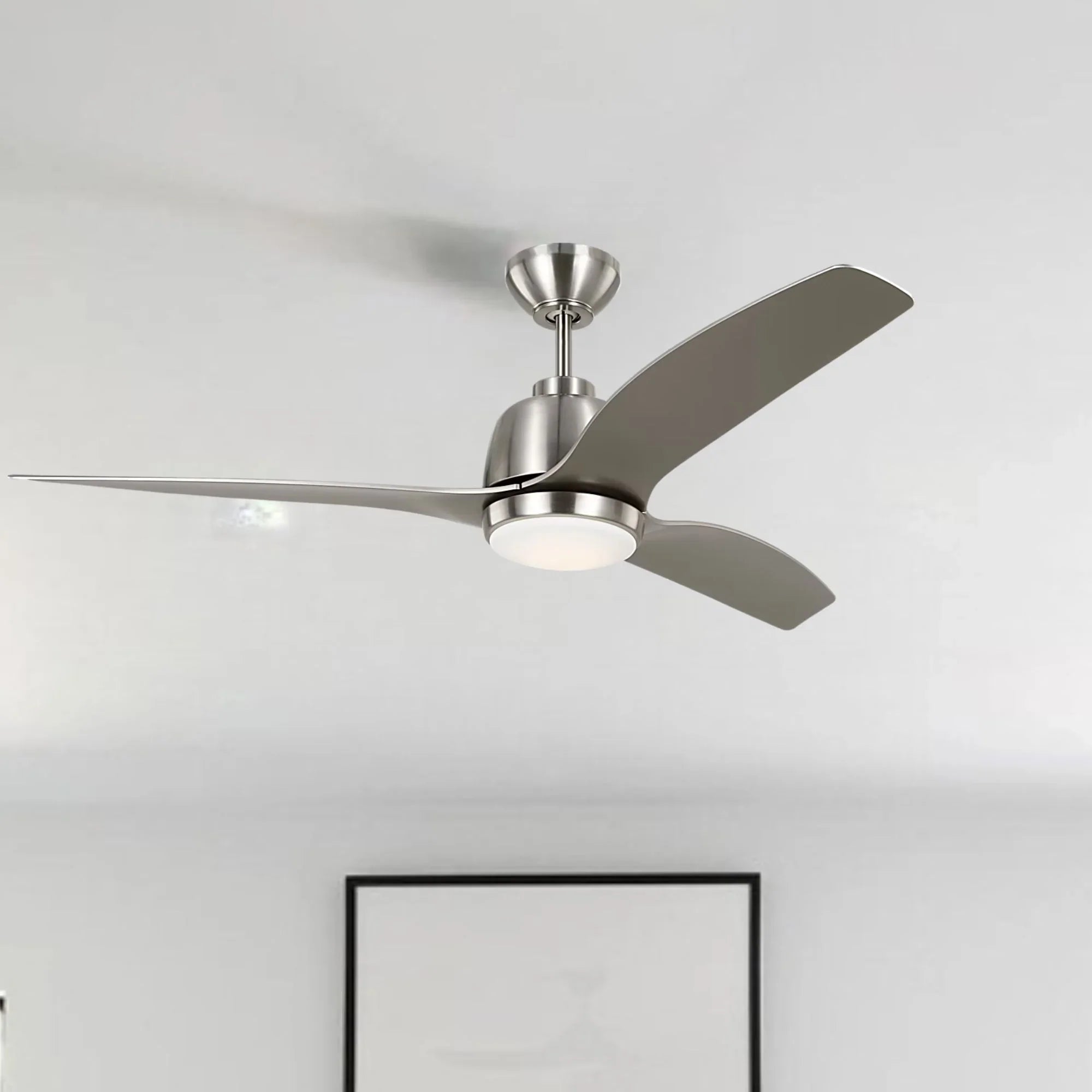 Avila 54" Brushed Steel Ceiling Fan with Light & Remote