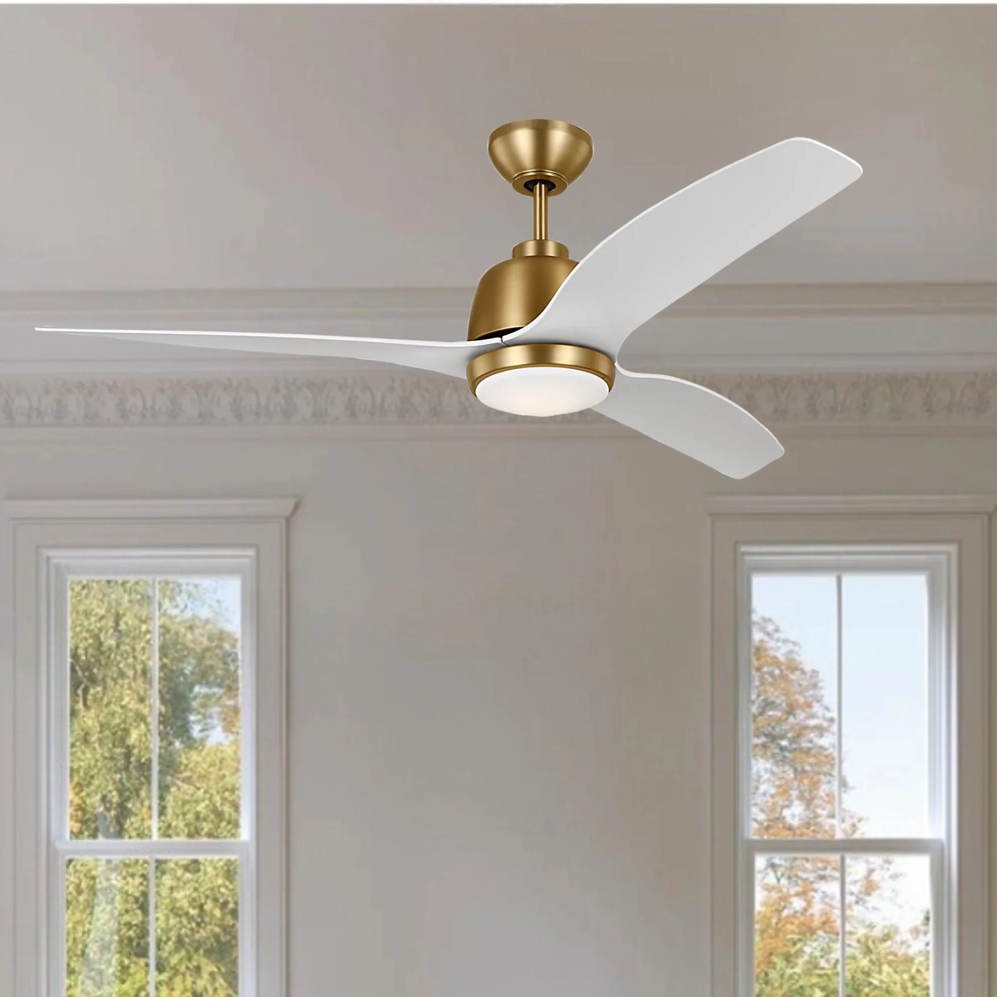 Avila 54" Satin Brass Ceiling Fan with Light & Remote