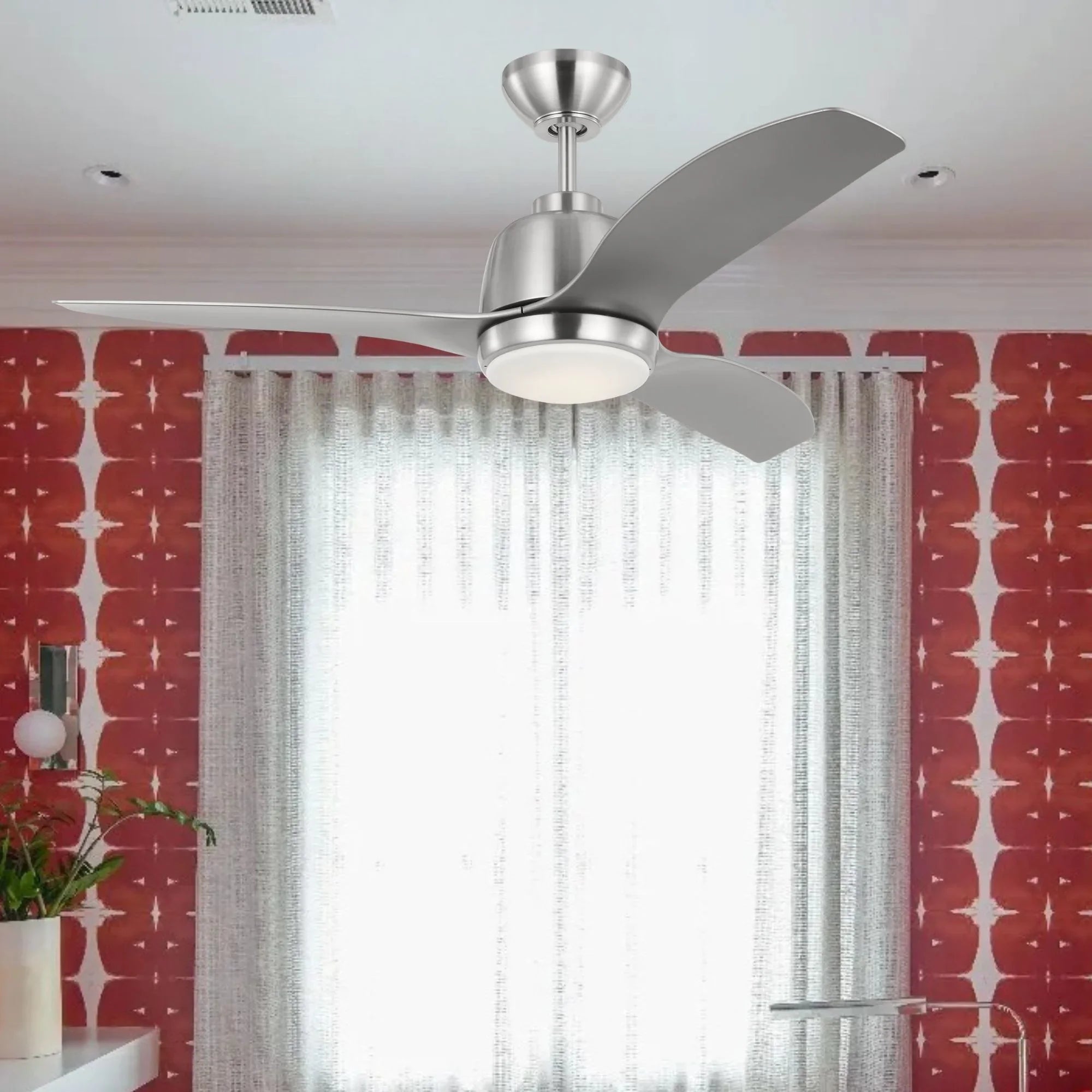 Avila 60" Brushed Steel Ceiling Fan with Light & Remote