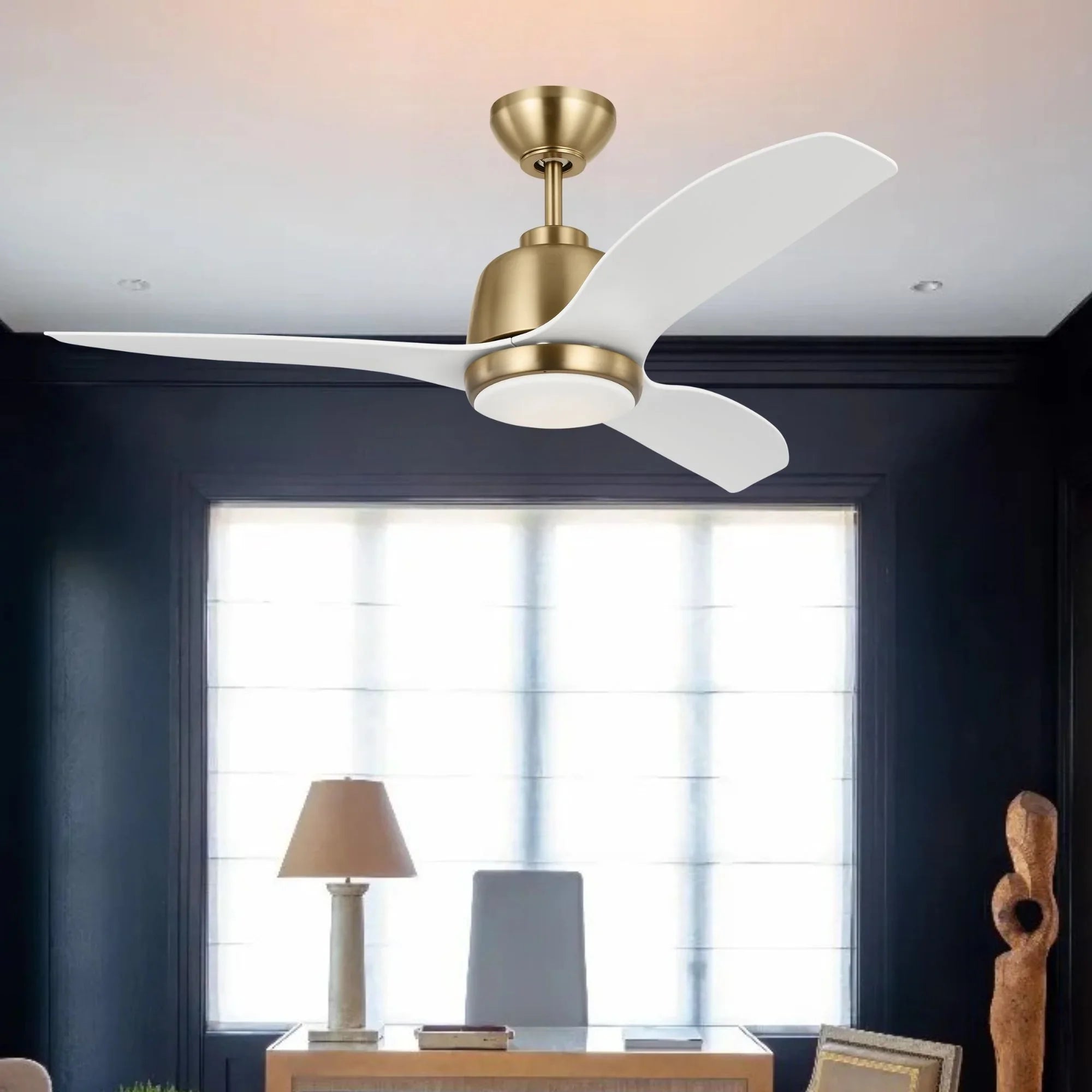 Avila 60" Satin Brass Ceiling Fan with Light & Remote