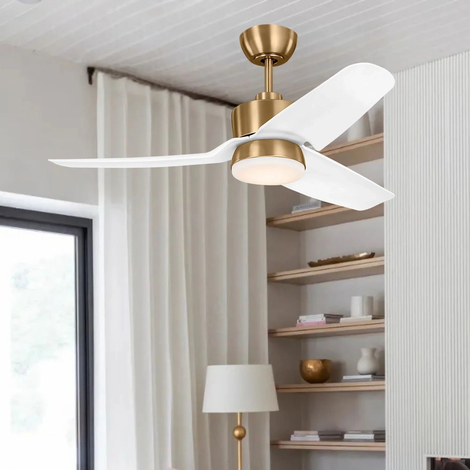 Colgin 44" Satin Brass Downrod LED Ceiling Fan