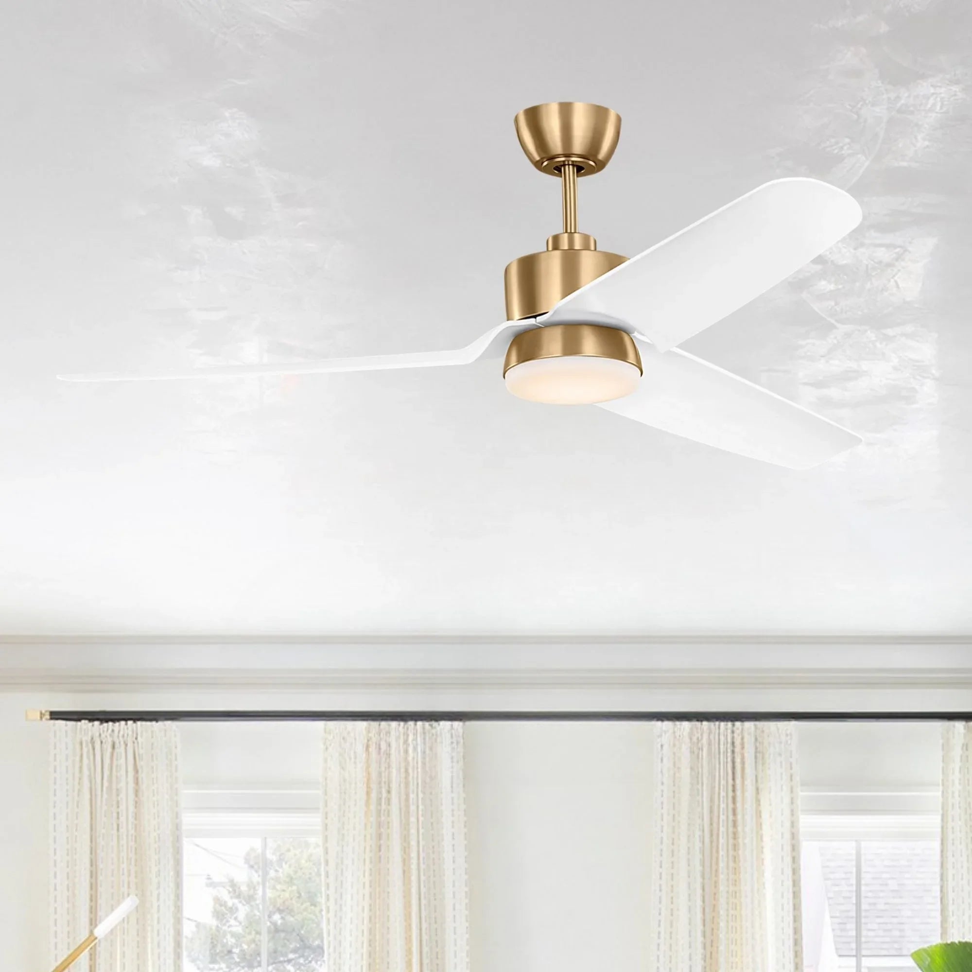 Colgin 56" Satin Brass Downrod LED Ceiling Fan
