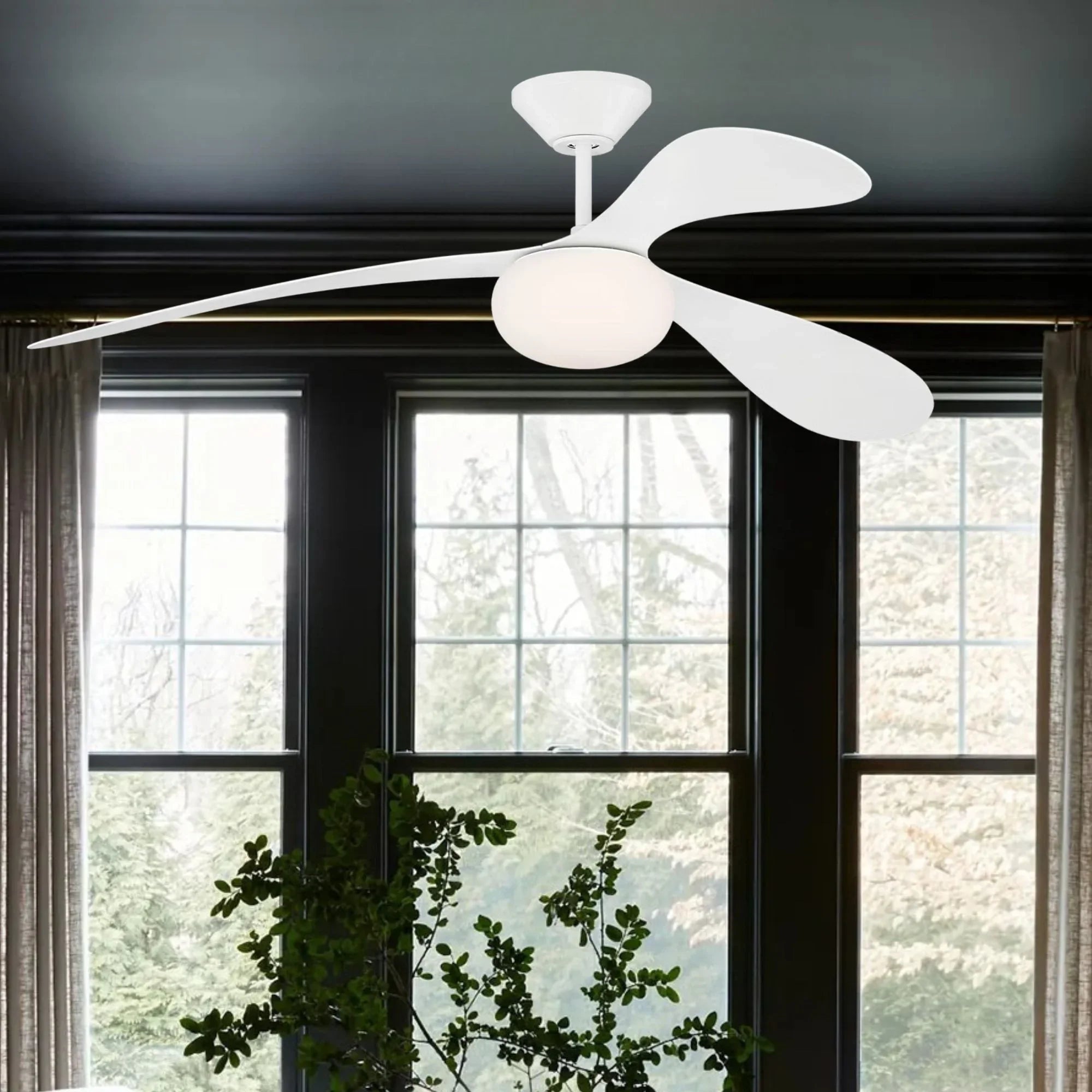 Drape Smart 58" Matte White Unique LED Ceiling Fan