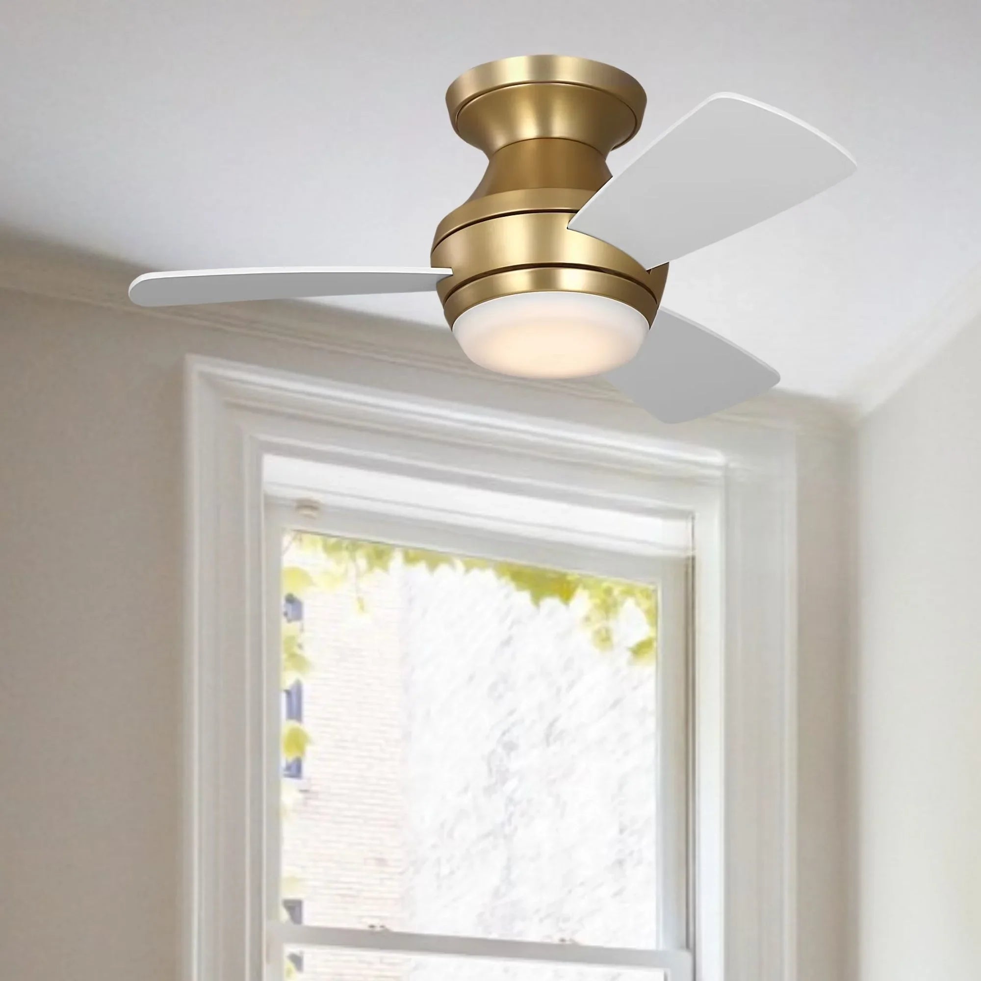 Ikon 32" Burnished Brass Hugger LED Ceiling Fan