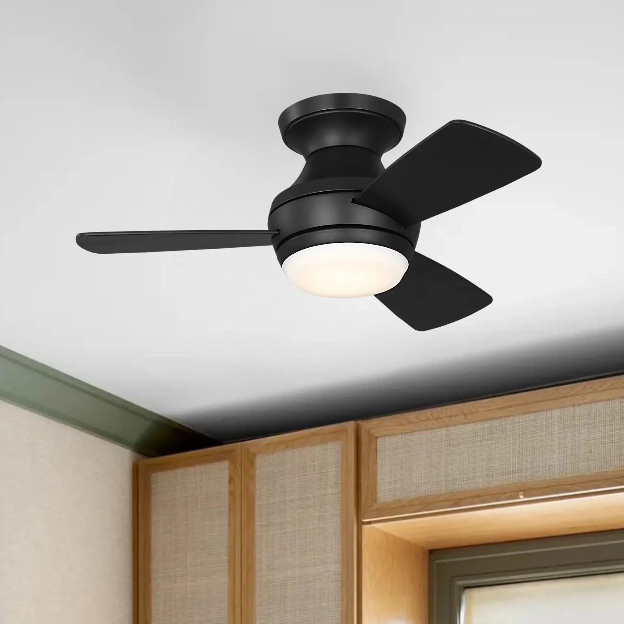 Ikon 32" Midnight Black Hugger LED Ceiling Fan