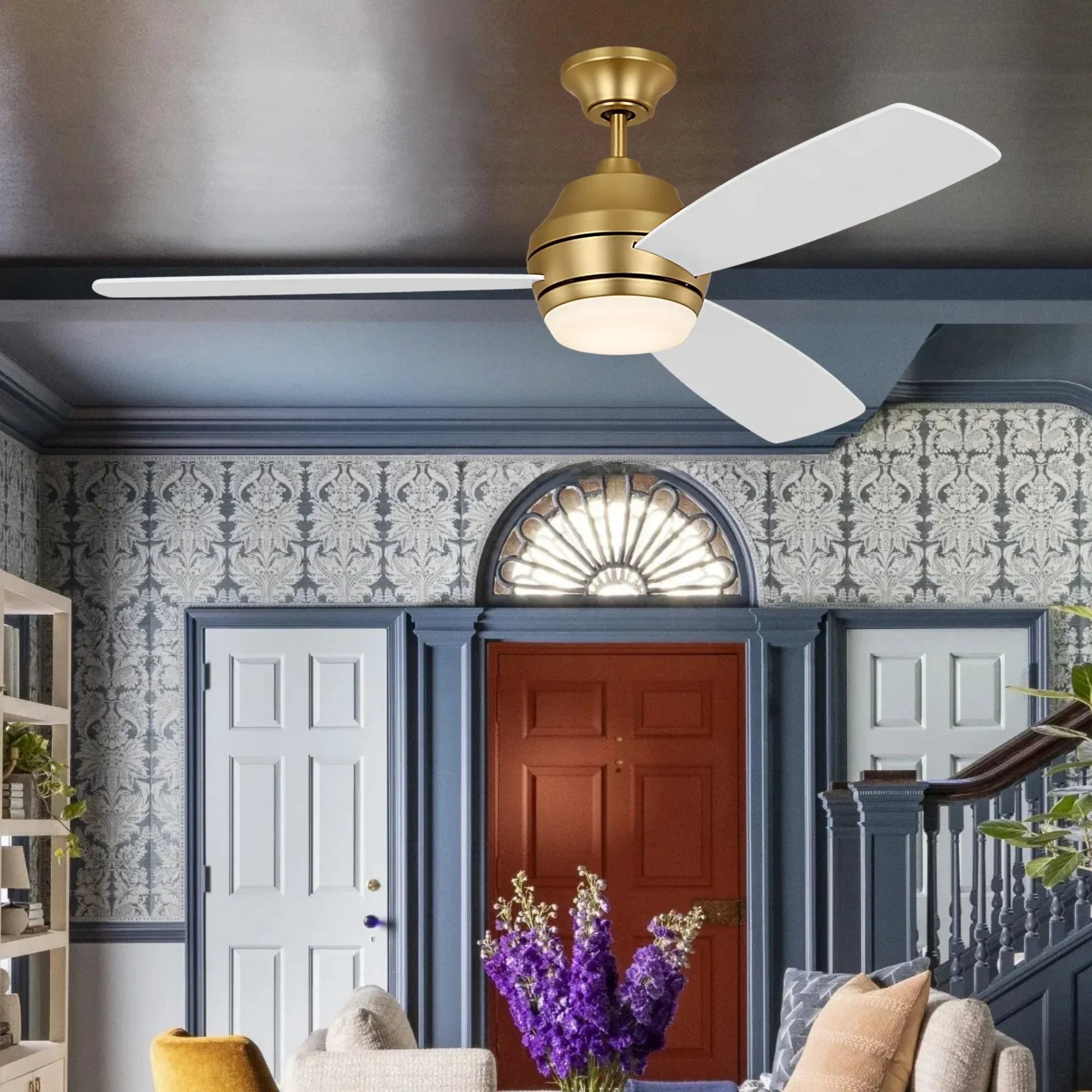 Ikon 52" Burnished Brass Downrod LED Ceiling Fan