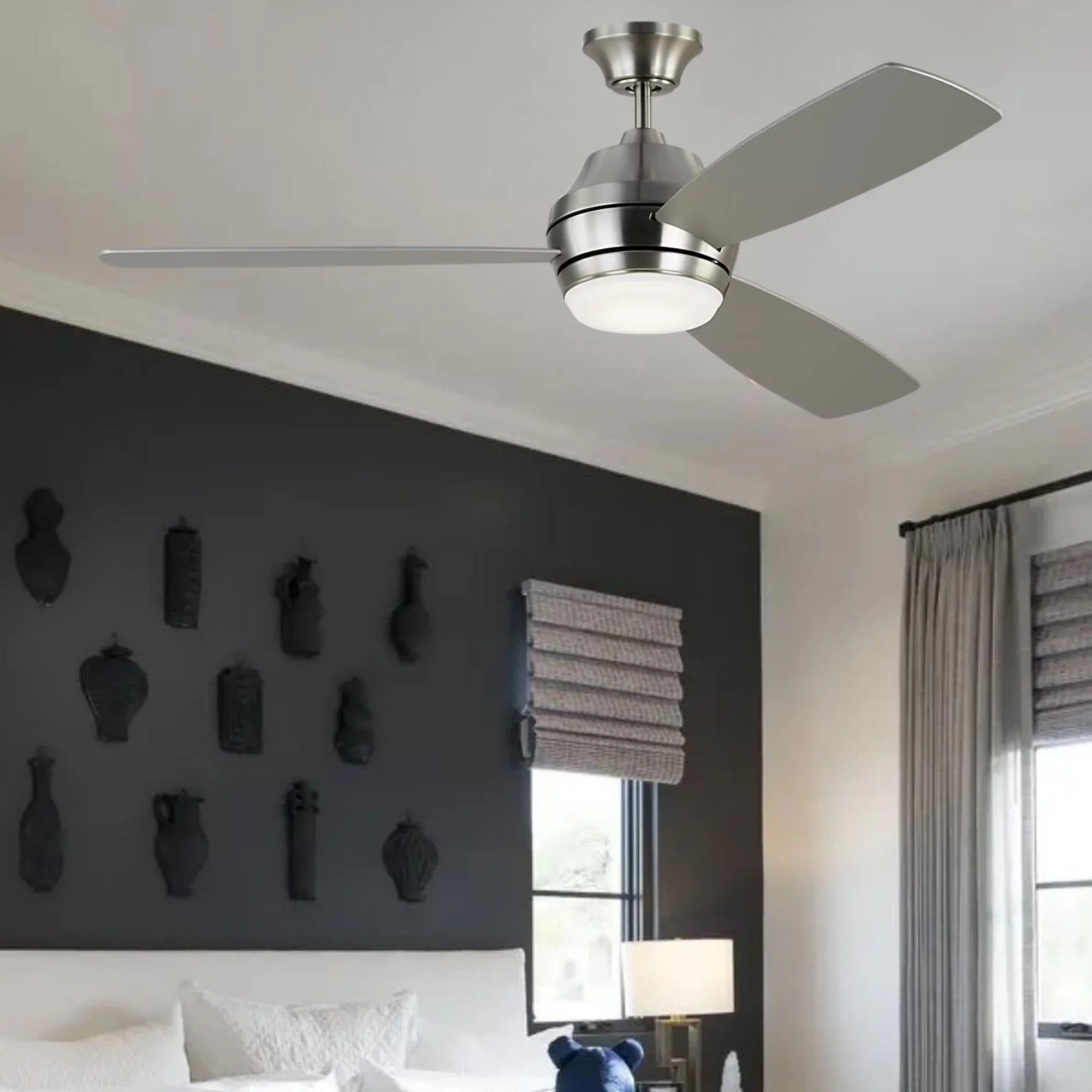 Ikon 52" Brushed Steel Downrod LED Ceiling Fan