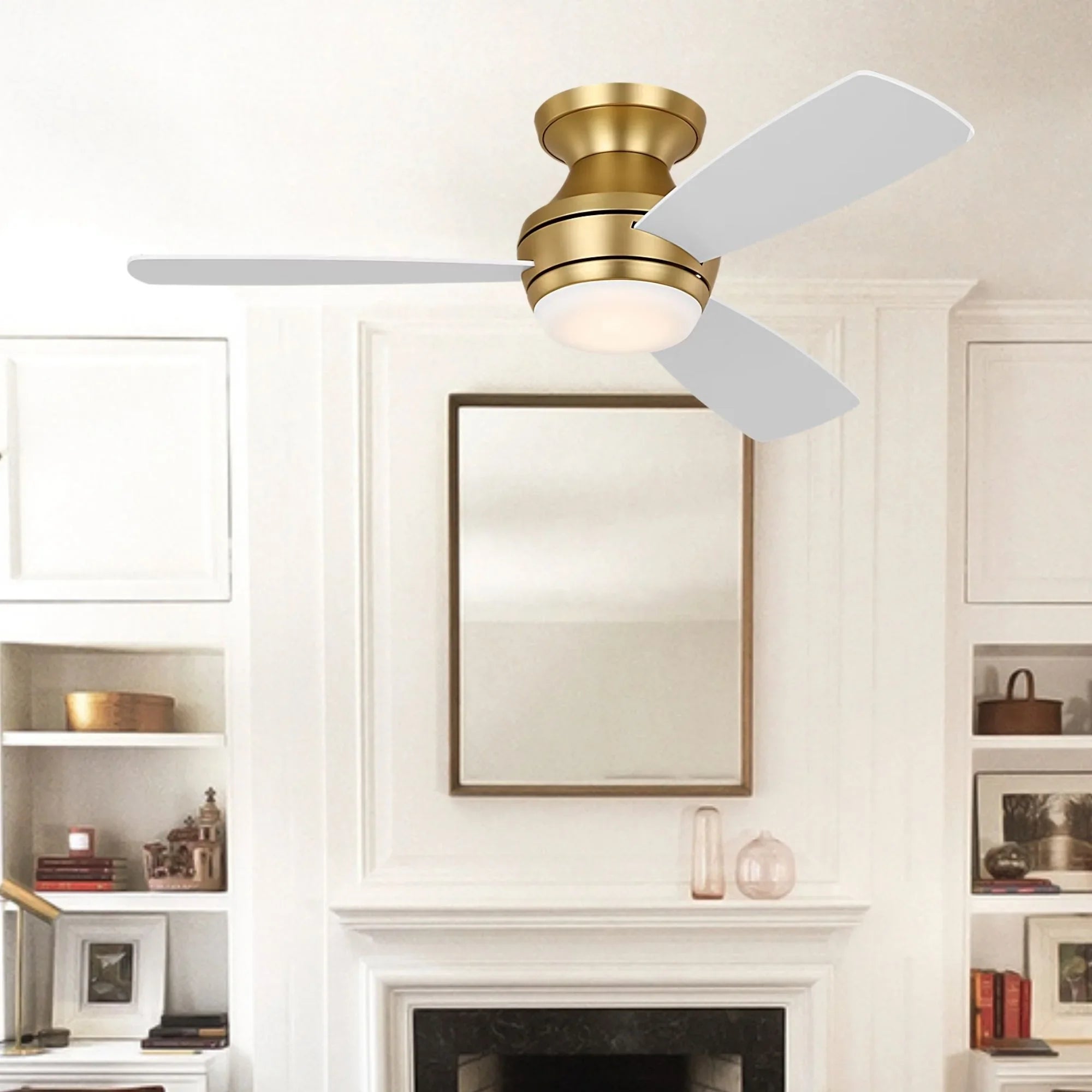 Ikon 44" Burnished Brass Hugger LED Ceiling Fan