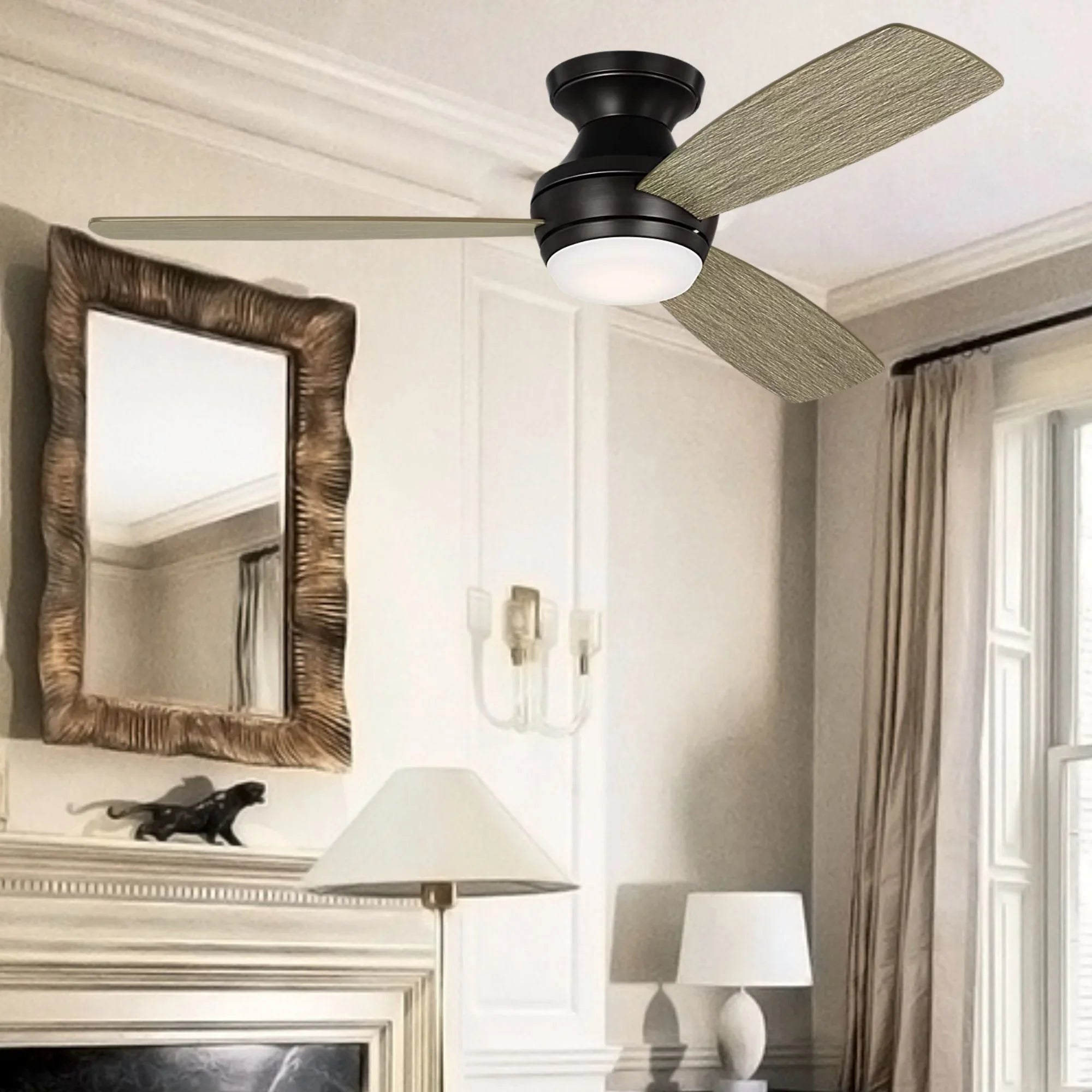 Ikon 52" Aged Pewter Semi Flush LED Ceiling Fan