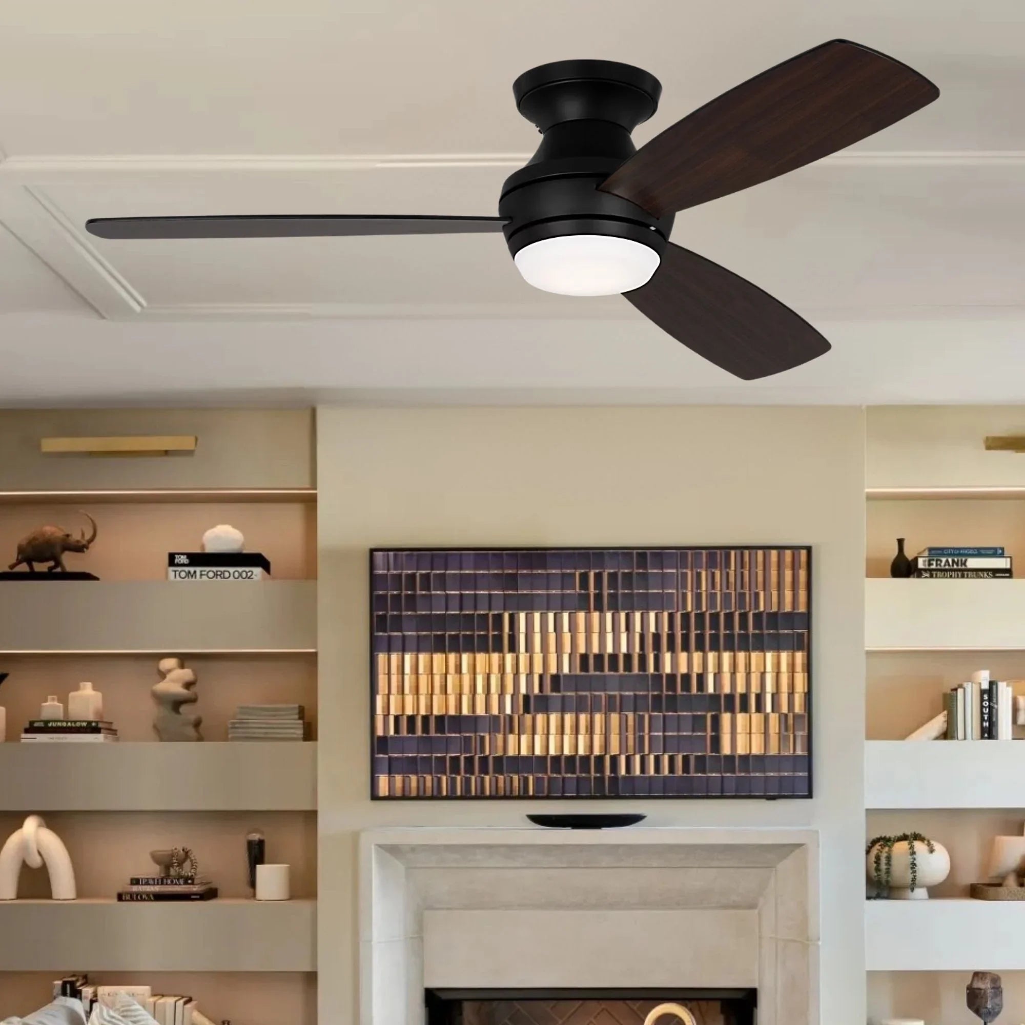 Ikon 52" Midnight Black Semi Flush LED Ceiling Fan