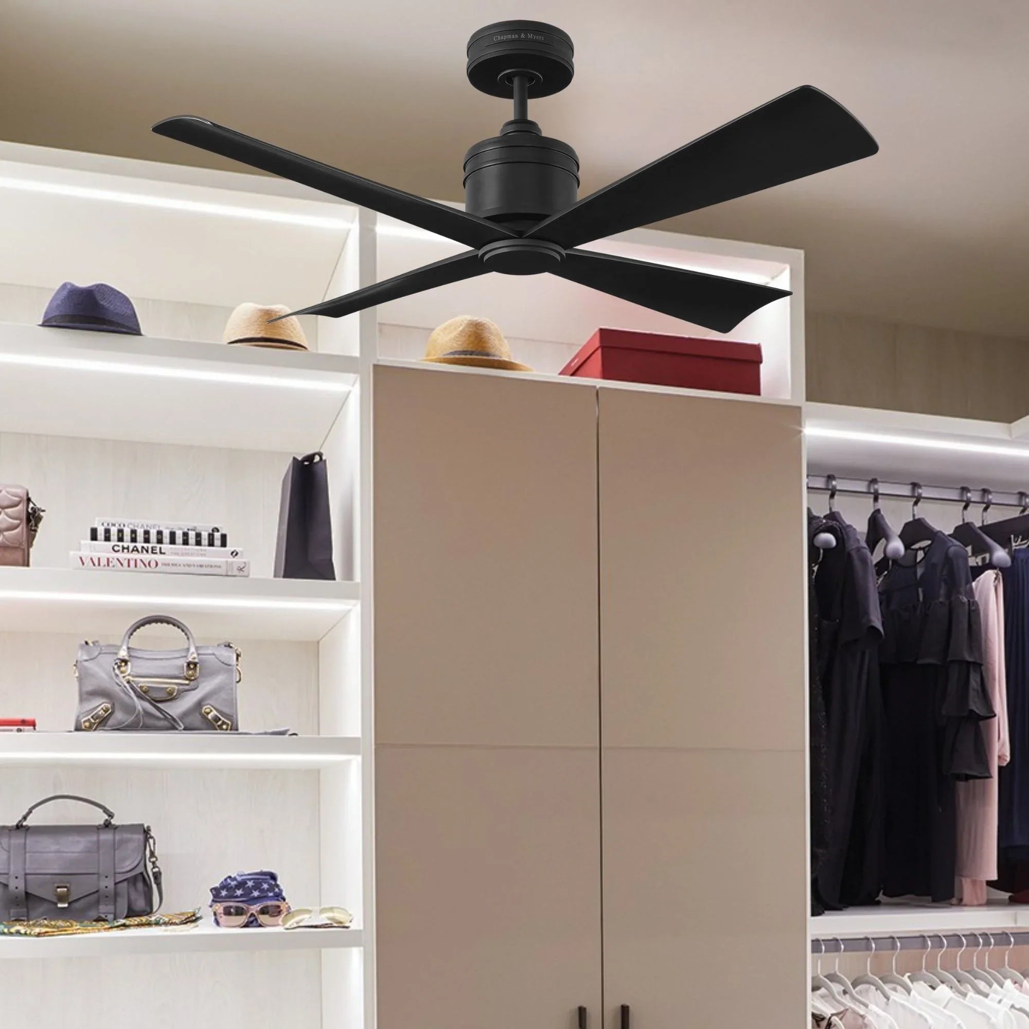 Launceton 44" Midnight Black 4-Blade LED Ceiling Fan